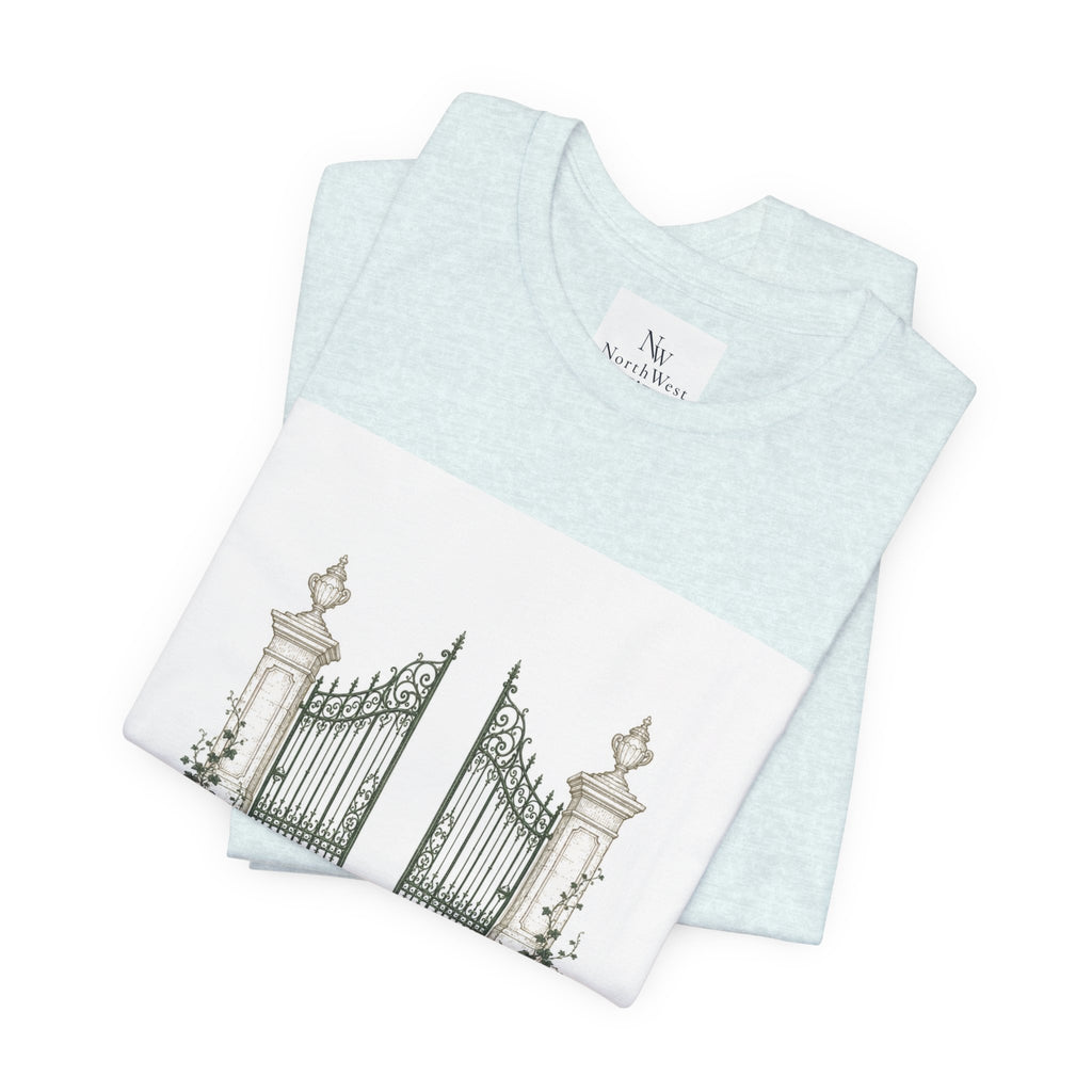 Private Grounds Tee — Vintage Garden Gate Graphic T‑Shirt