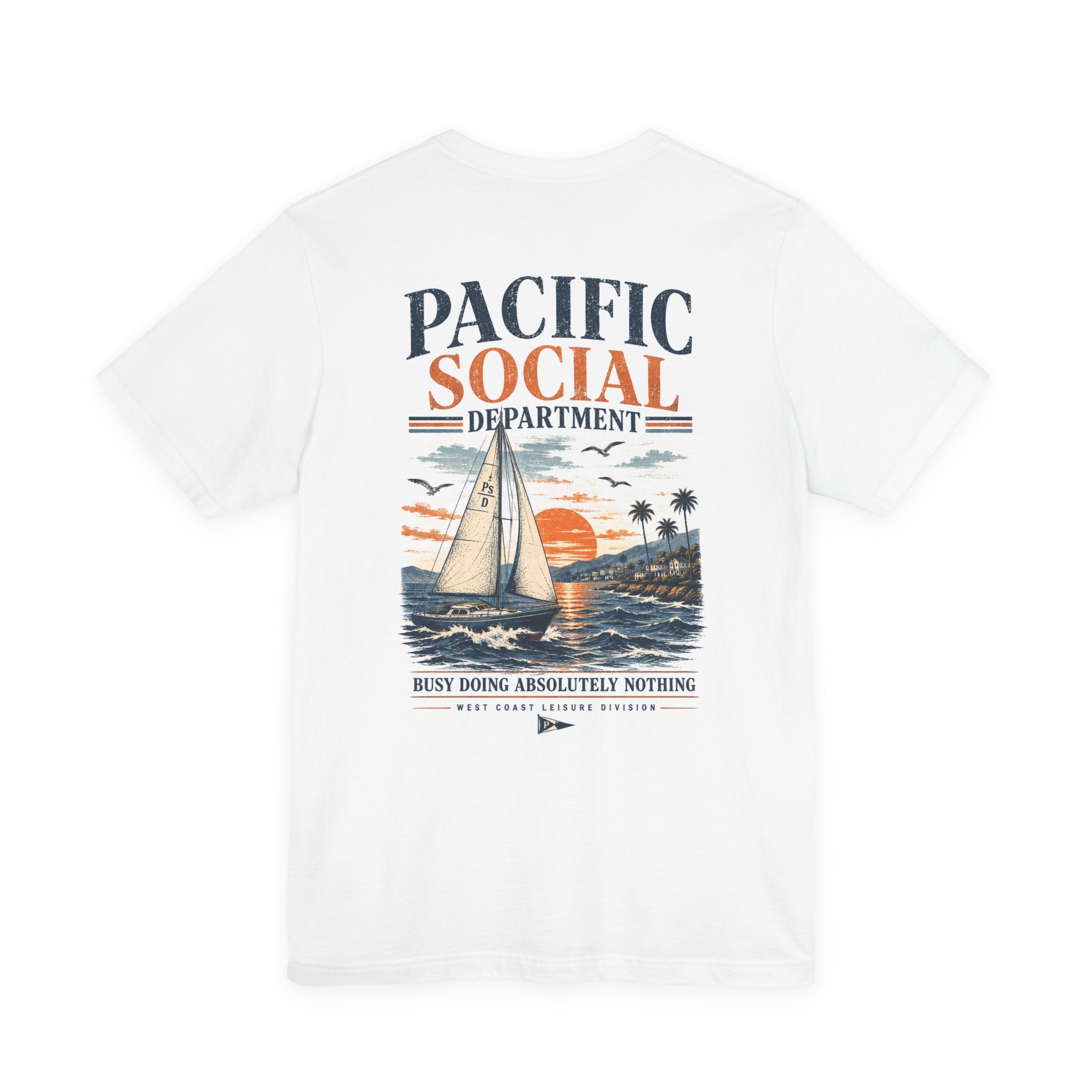 Pacific Social Sailboat Tee — Vintage Sunset Beach T-Shirt
