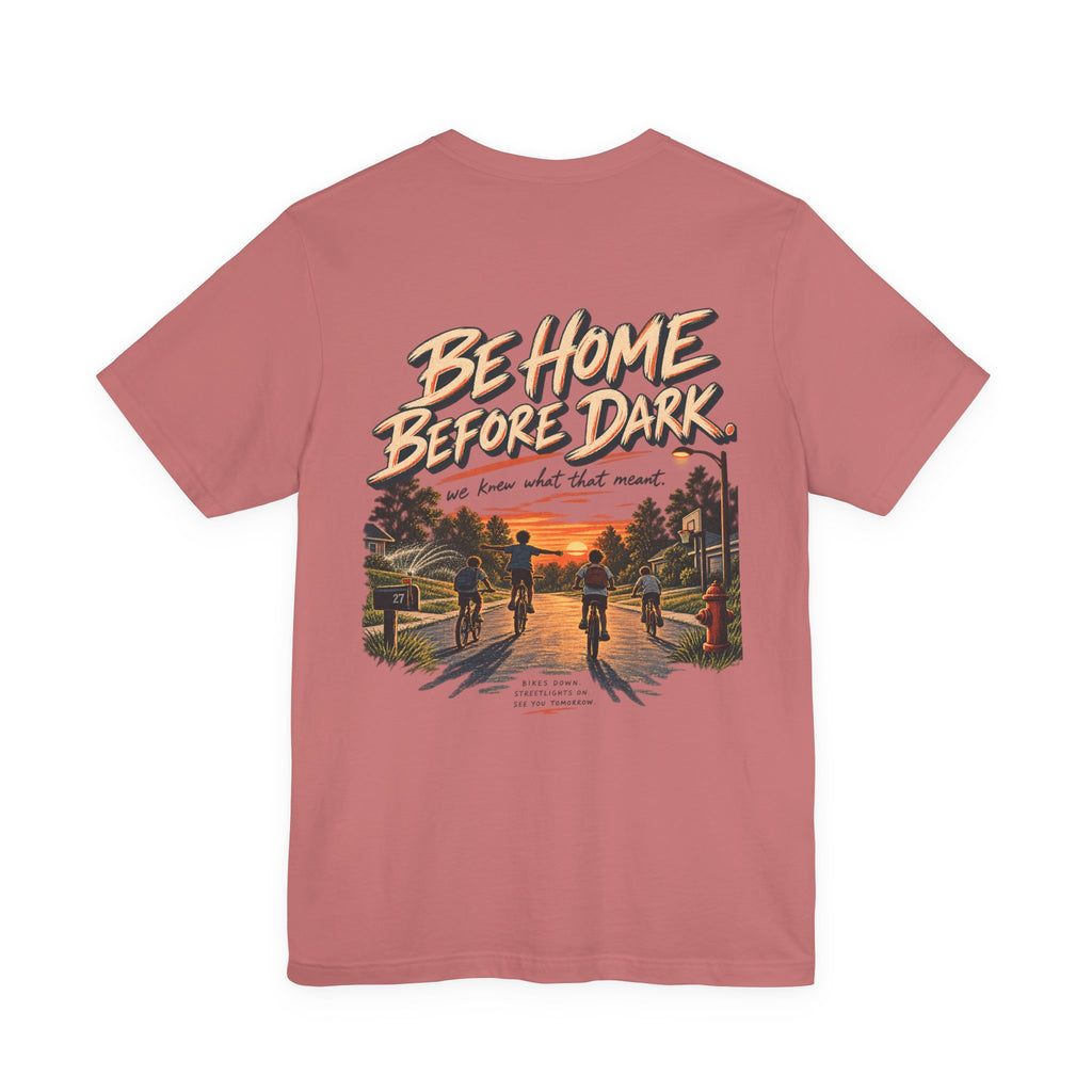 Be Home Before Dark T-Shirt — Vintage Kids Bike & Sunset Graphic Tee