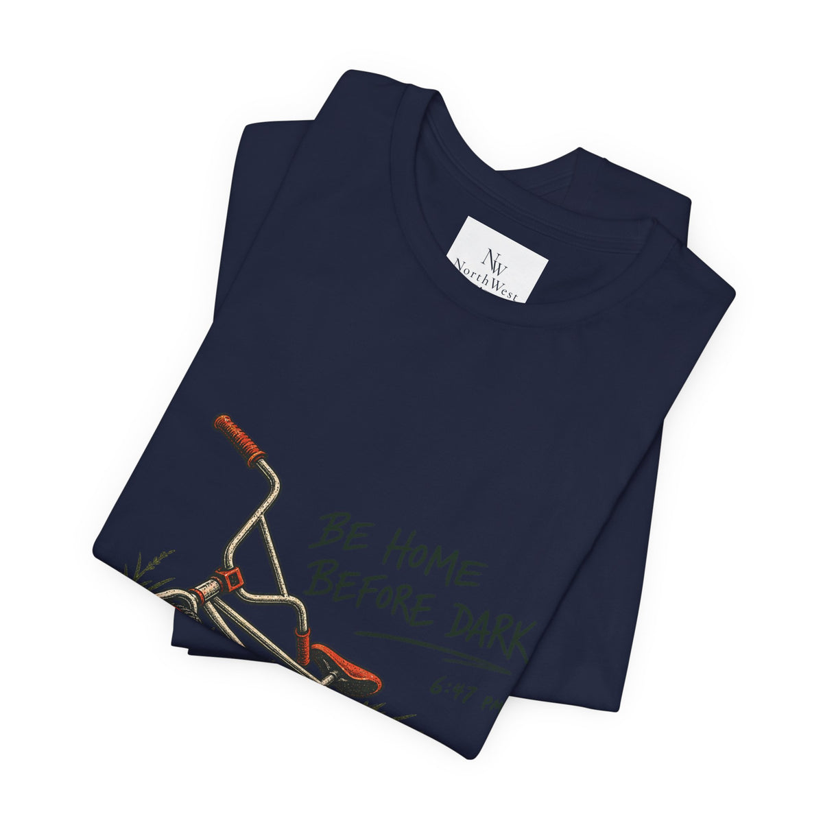 Be Home Before Dark T-Shirt — Vintage Kids Bike & Sunset Graphic Tee
