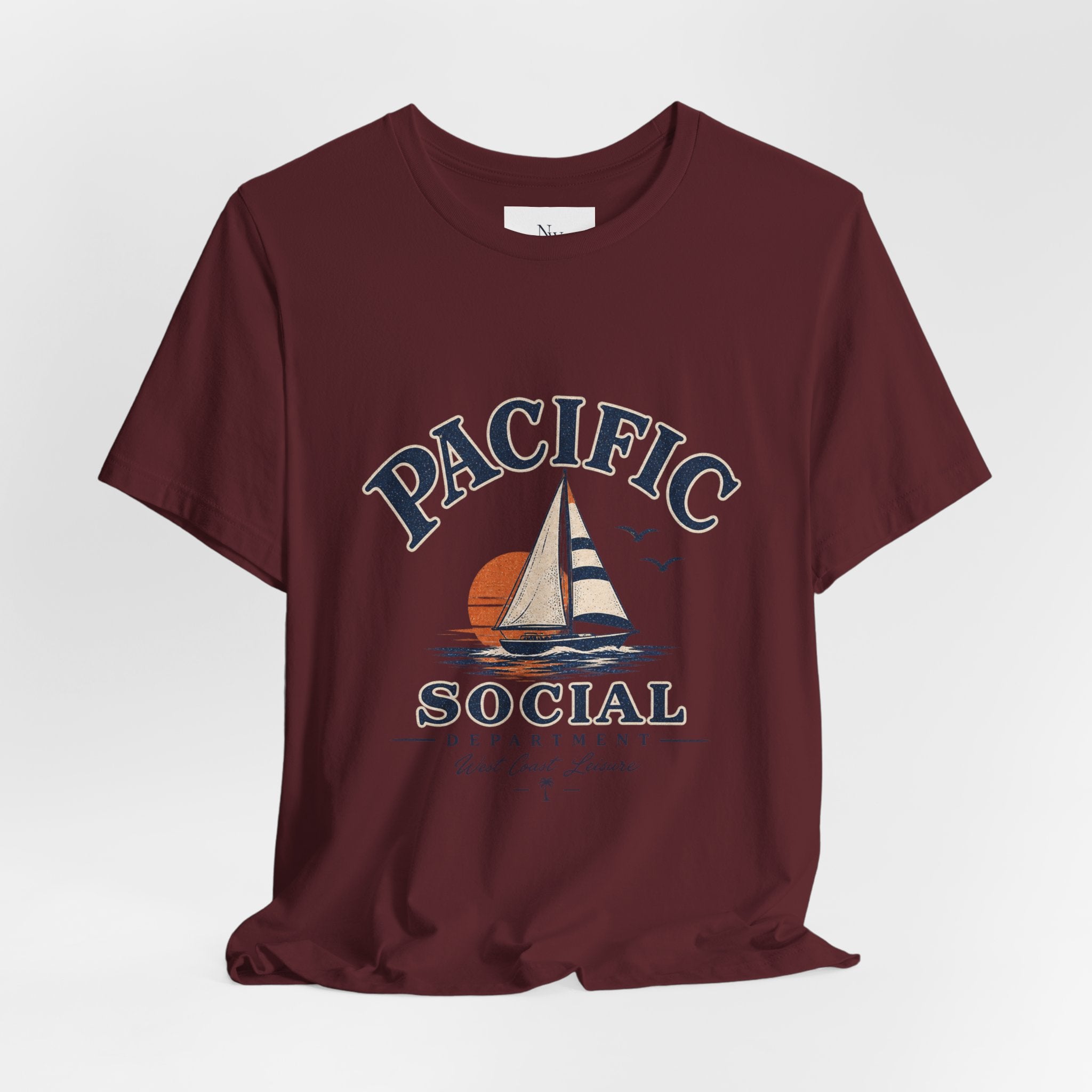 Pacific Social Sailboat Tee — Vintage Sunset Beach T-Shirt