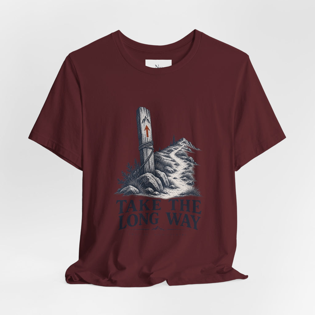 Take The Long Way T‑Shirt — Scenic Hiking Adventure Tee ("Take the Long Way" / "The Long Way Home")