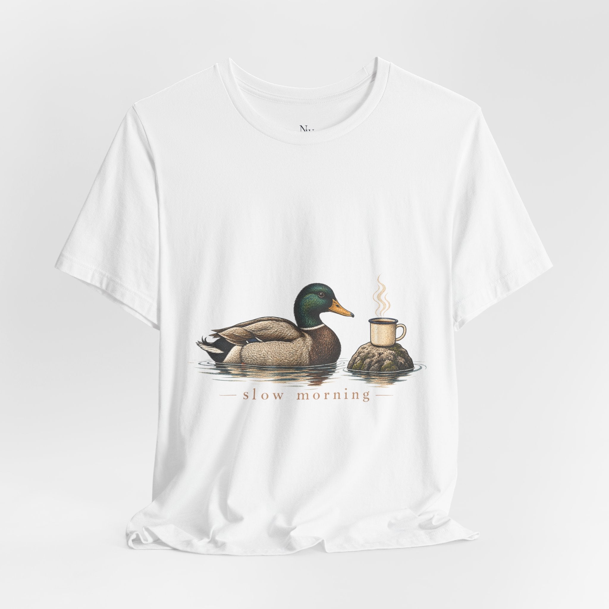 Slow Mornings Duck Tee — Cozy Cabin Nature Graphic T-Shirt