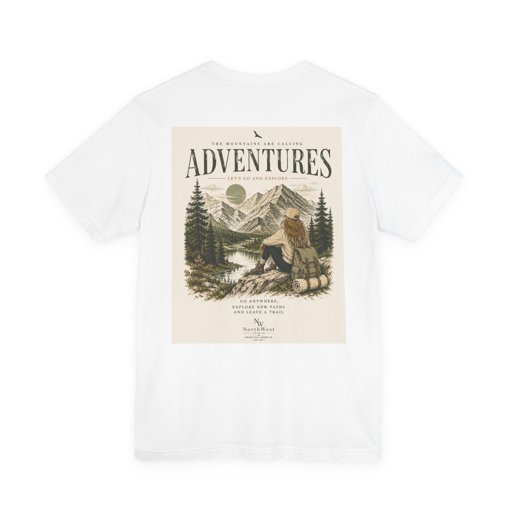 Adventures Hiking T-Shirt — "Let's Go and Explore" Vintage Outdoor Graphic Tee