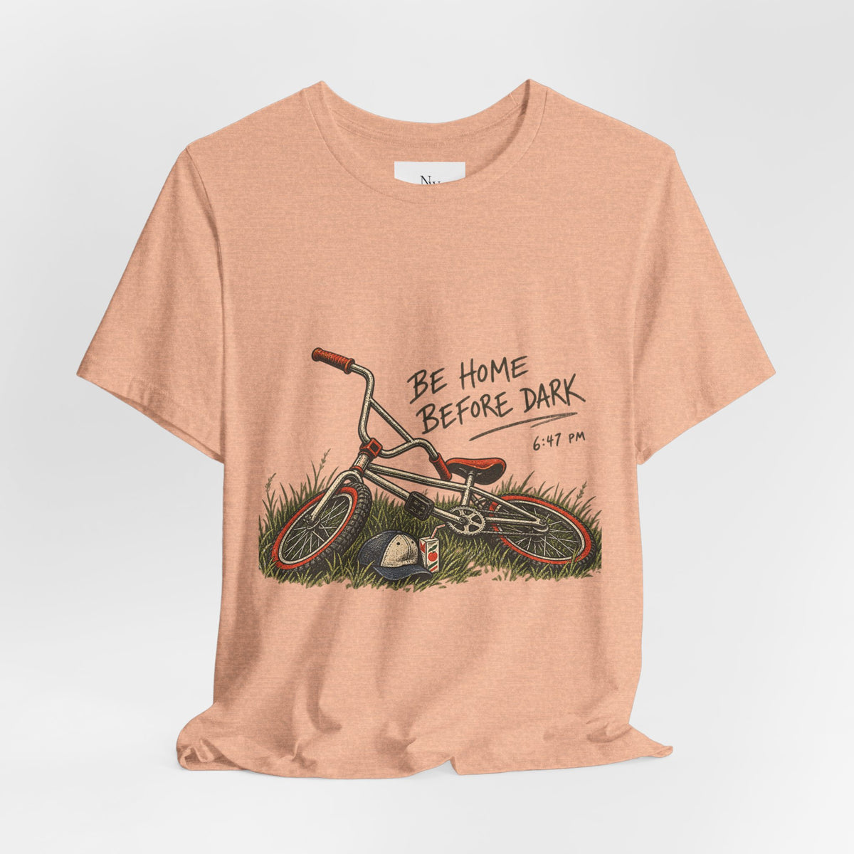 Be Home Before Dark T-Shirt — Vintage Kids Bike & Sunset Graphic Tee