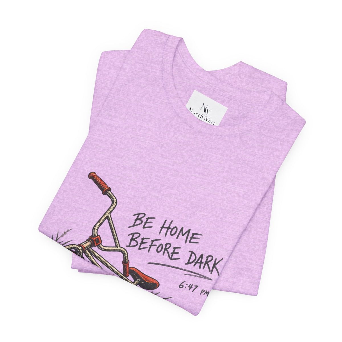 Be Home Before Dark T-Shirt — Vintage Kids Bike & Sunset Graphic Tee