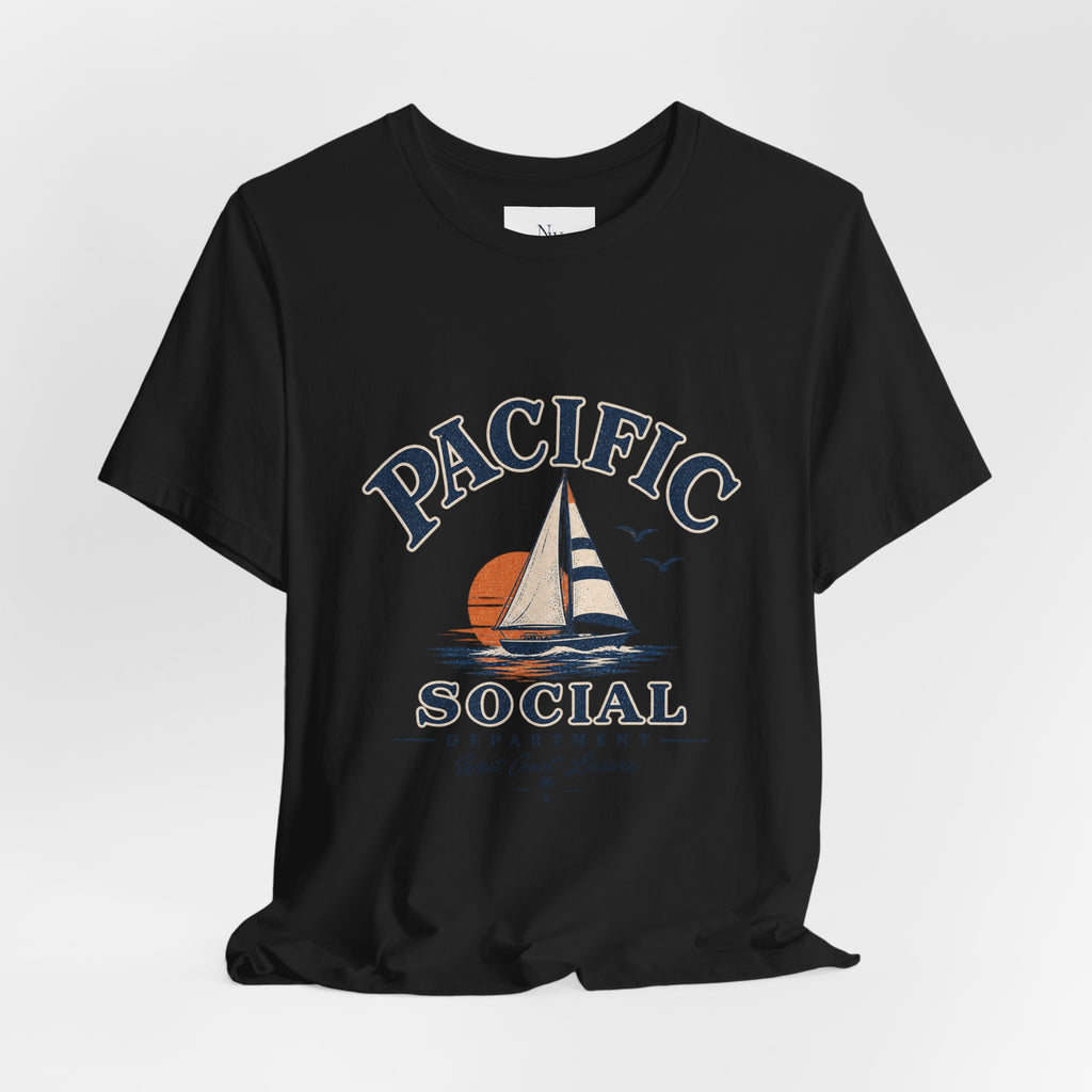 Pacific Social Sailboat Tee — Vintage Sunset Beach T-Shirt