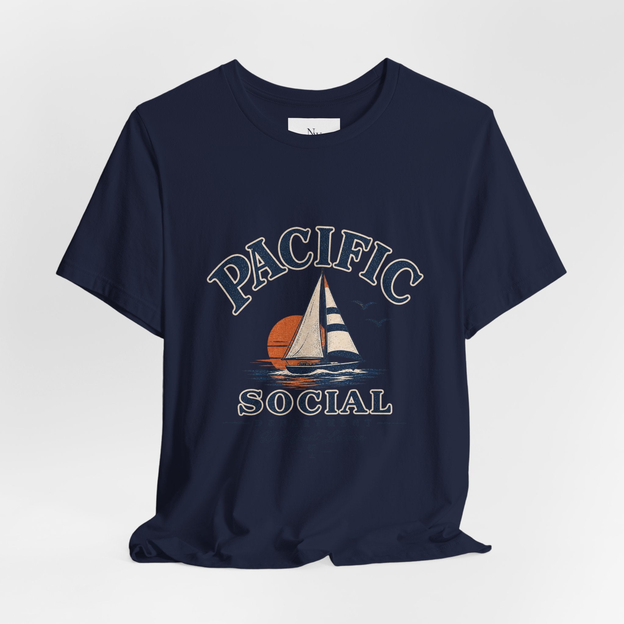 Pacific Social Sailboat Tee — Vintage Sunset Beach T-Shirt