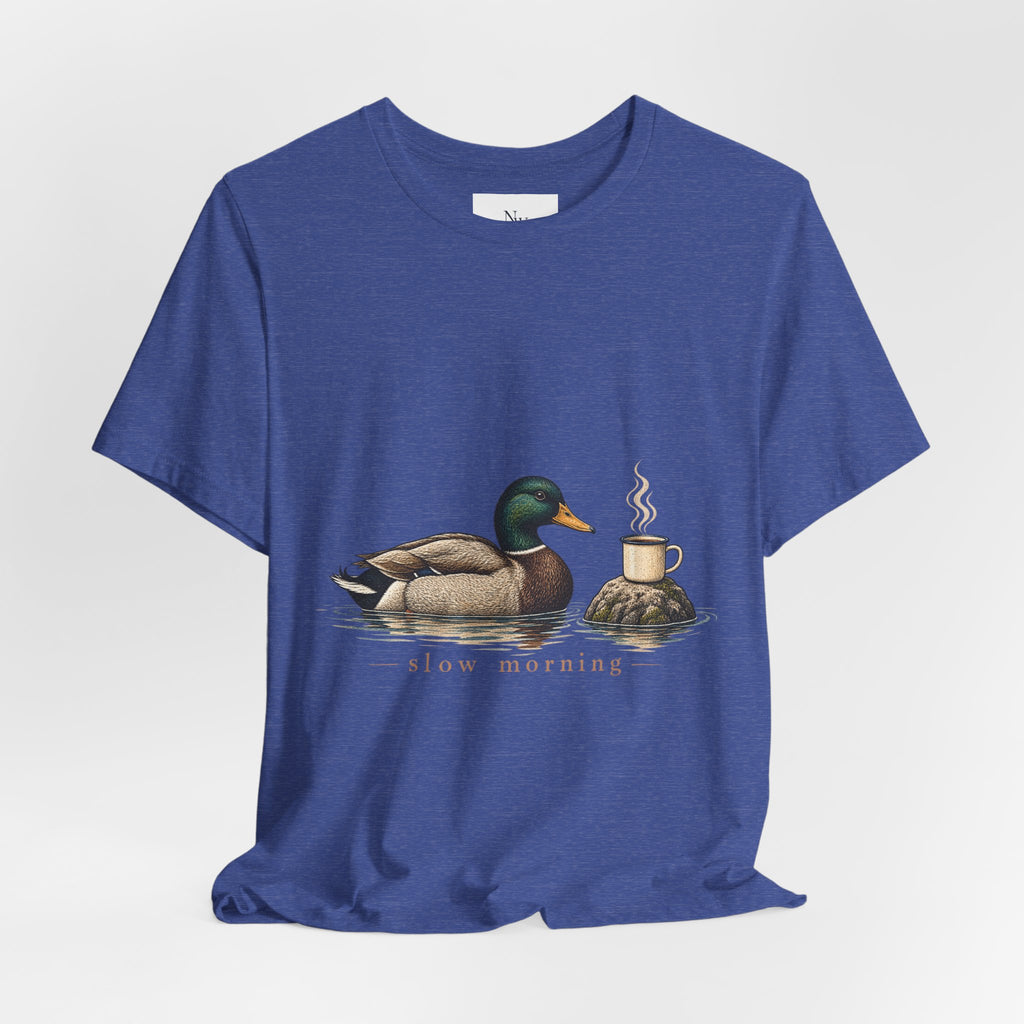 Slow Mornings Duck Tee — Cozy Cabin Nature Graphic T-Shirt