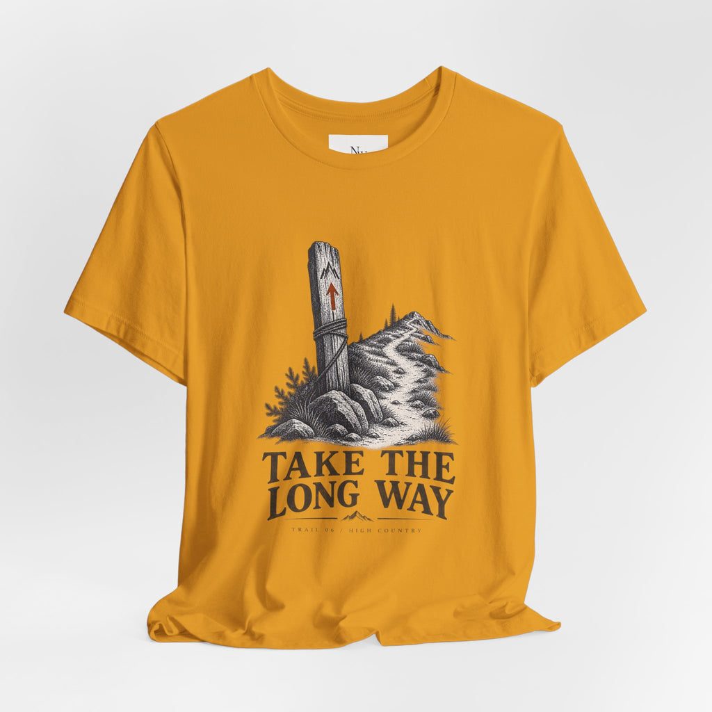 Take The Long Way T‑Shirt — Scenic Hiking Adventure Tee ("Take the Long Way" / "The Long Way Home")
