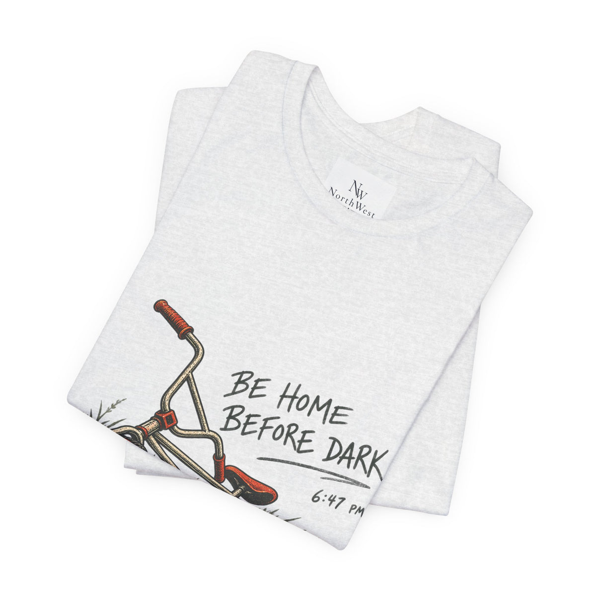 Be Home Before Dark T-Shirt — Vintage Kids Bike & Sunset Graphic Tee