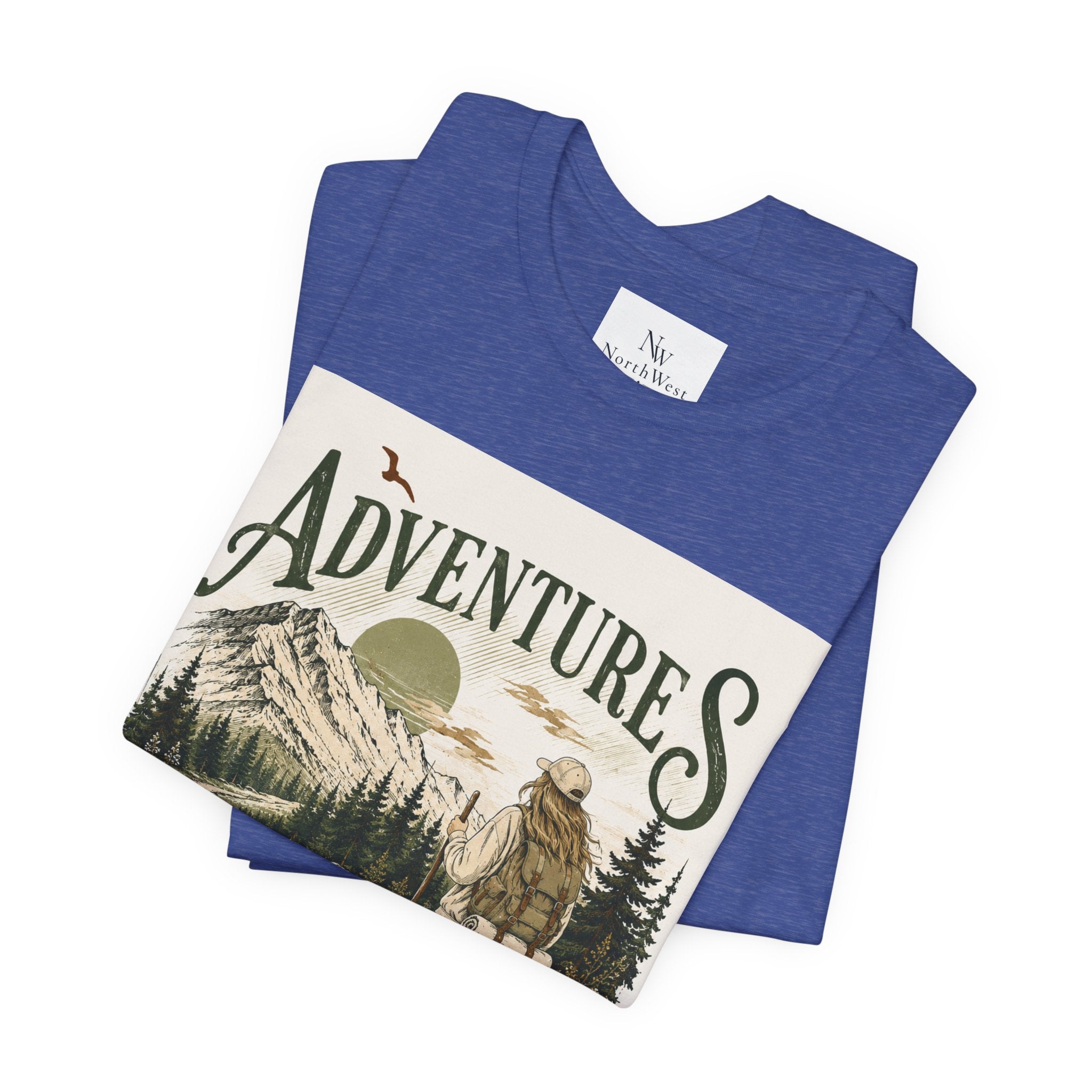 Adventures Hiking T-Shirt — "Let's Go and Explore" Vintage Outdoor Graphic Tee
