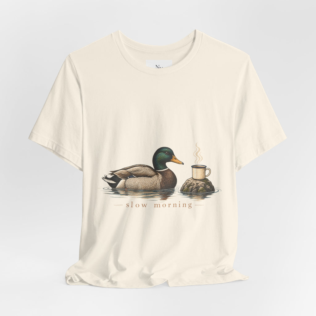Slow Mornings Duck Tee — Cozy Cabin Nature Graphic T-Shirt