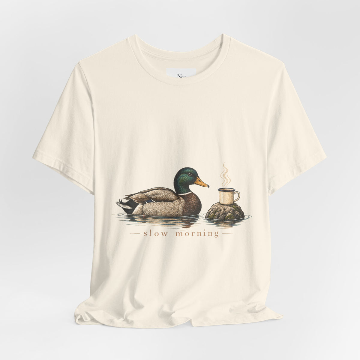 Slow Mornings Duck Tee — Cozy Cabin Nature Graphic T-Shirt