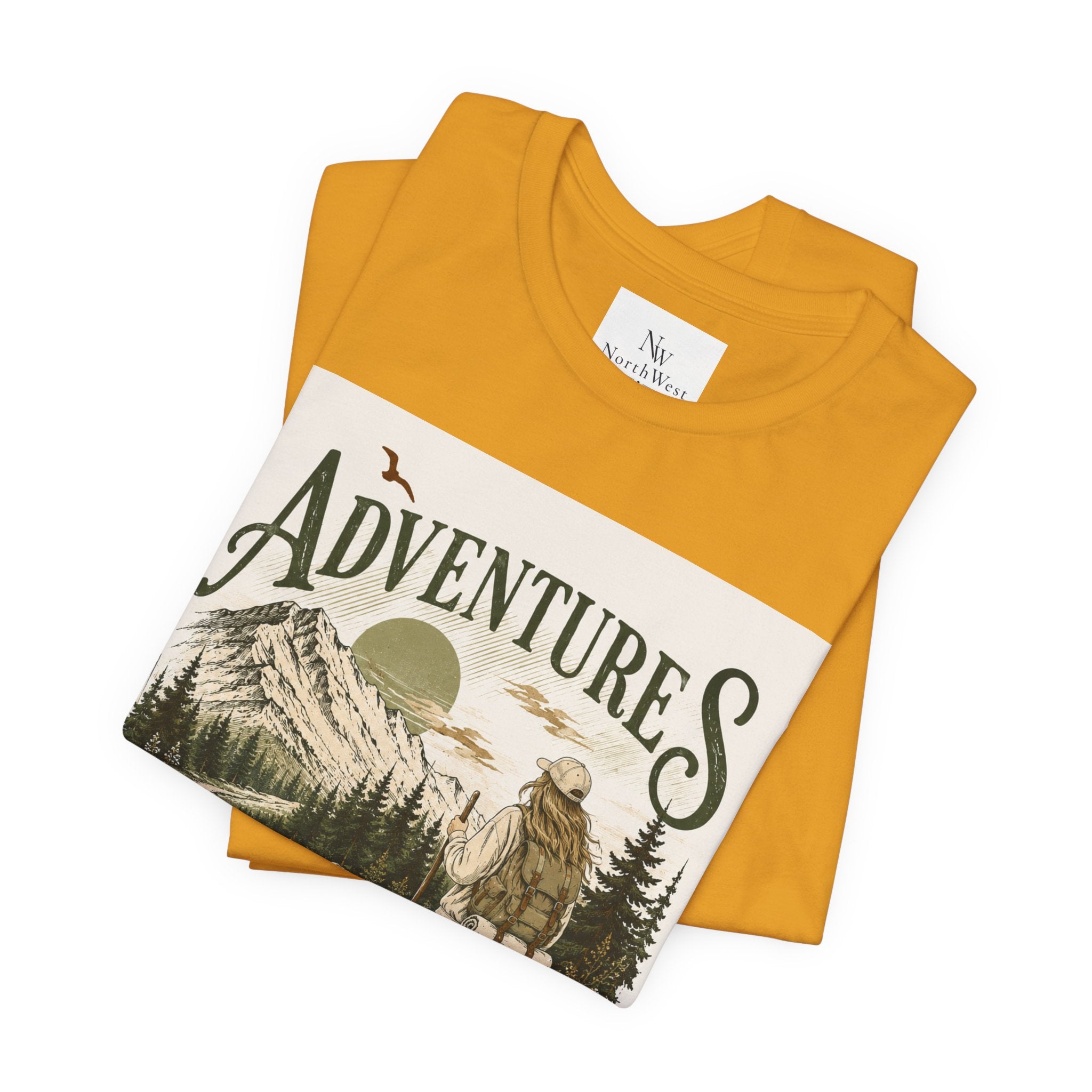 Adventures Hiking T-Shirt — "Let's Go and Explore" Vintage Outdoor Graphic Tee