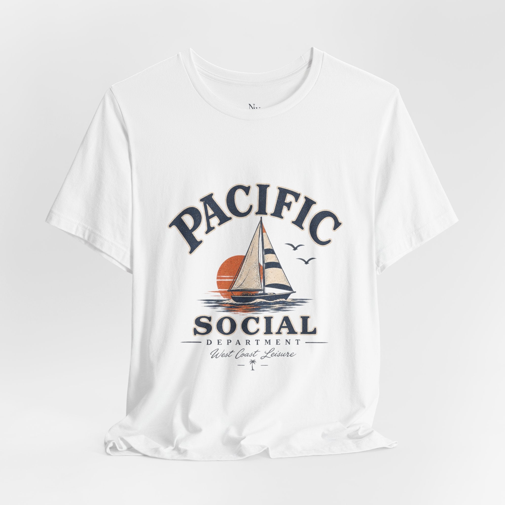 Pacific Social Sailboat Tee — Vintage Sunset Beach T-Shirt