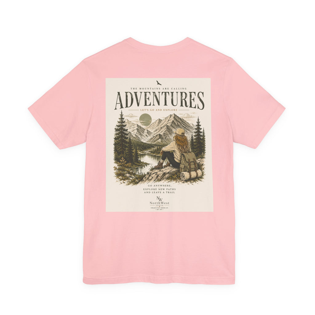 Adventures Hiking T-Shirt — "Let's Go and Explore" Vintage Outdoor Graphic Tee