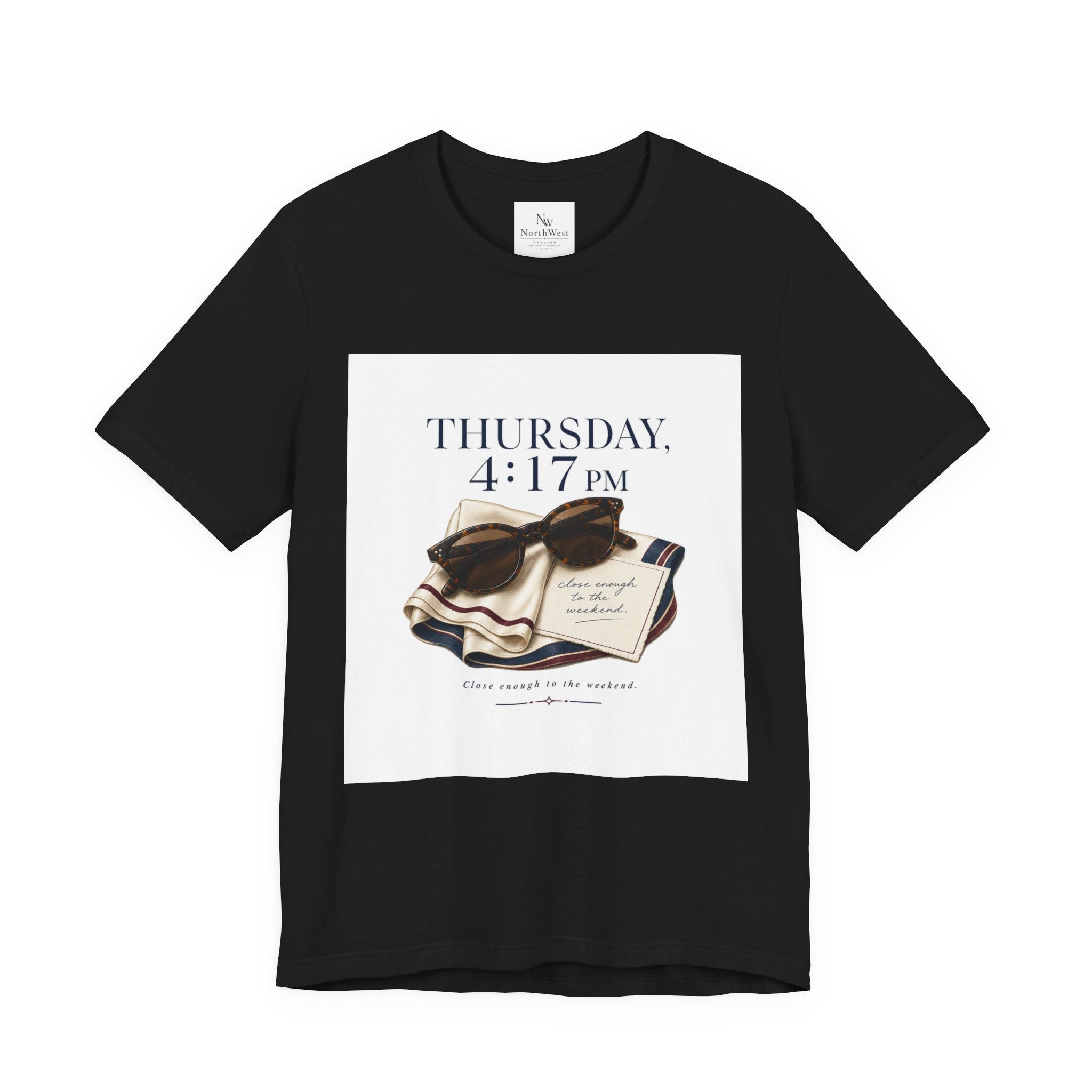Her Weekend Starts Thursday Tee — 'Thursday, 4:17 PM' Coastal Vintage Graphic Shirt