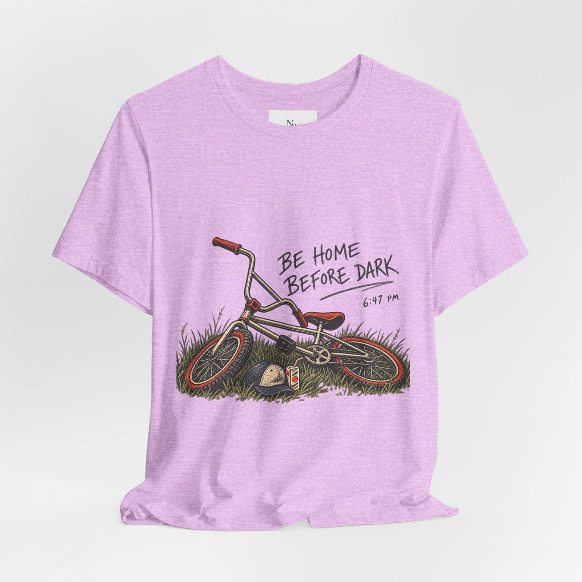 Be Home Before Dark T-Shirt — Vintage Kids Bike & Sunset Graphic Tee