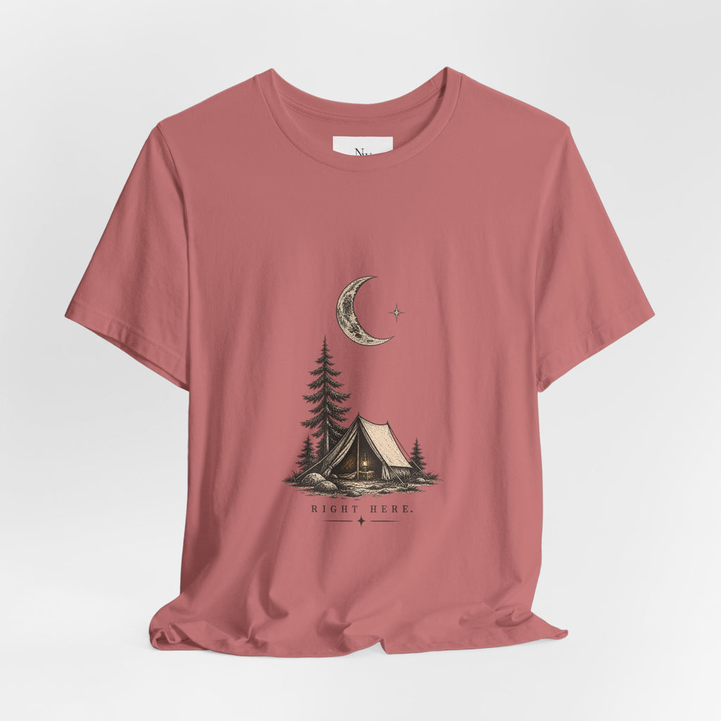 Campfire Adventure T-Shirt — “This Must Be The Place” Scenic Camping Tee