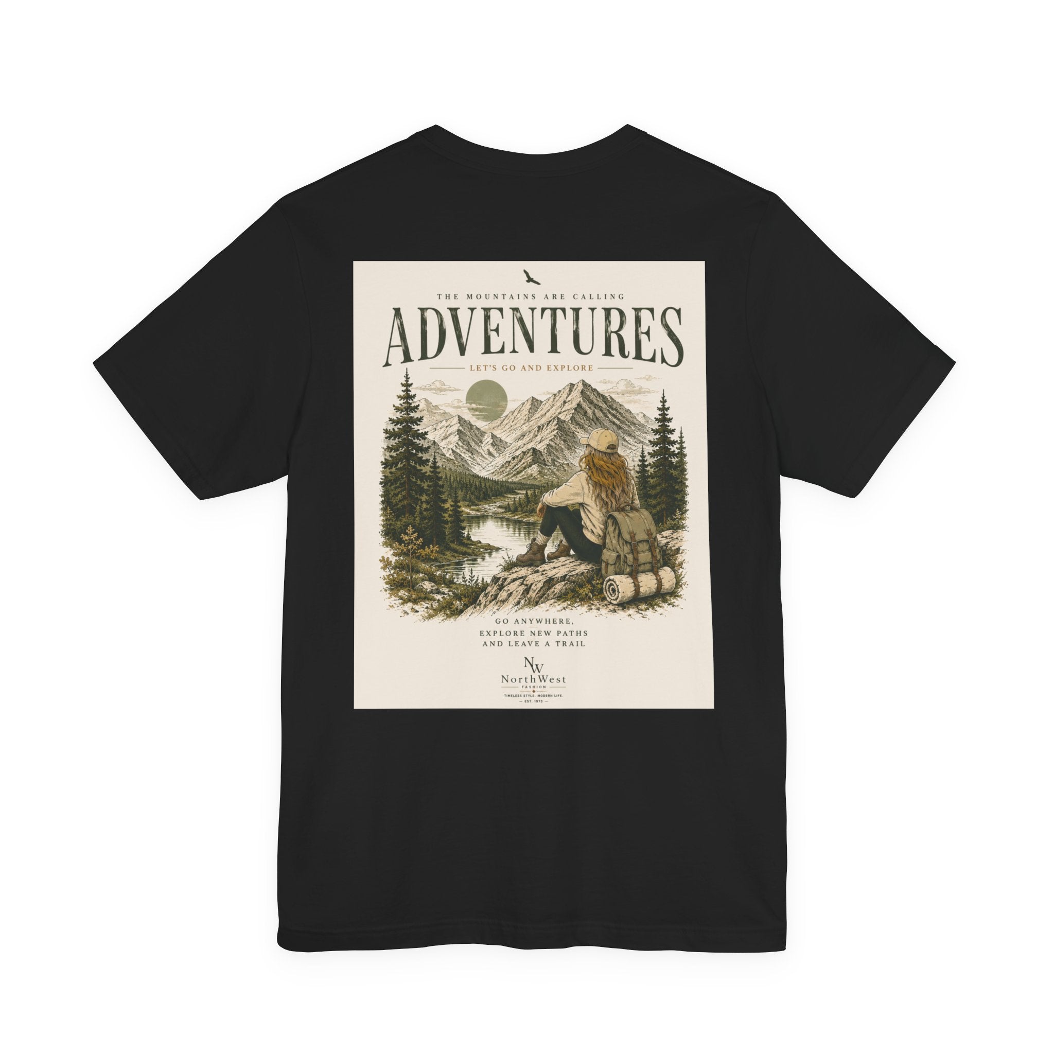 Adventures Hiking T-Shirt — "Let's Go and Explore" Vintage Outdoor Graphic Tee