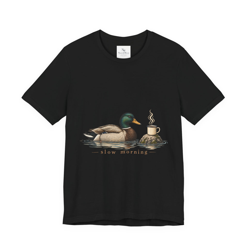Slow Mornings Duck Tee — Cozy Cabin Nature Graphic T-Shirt