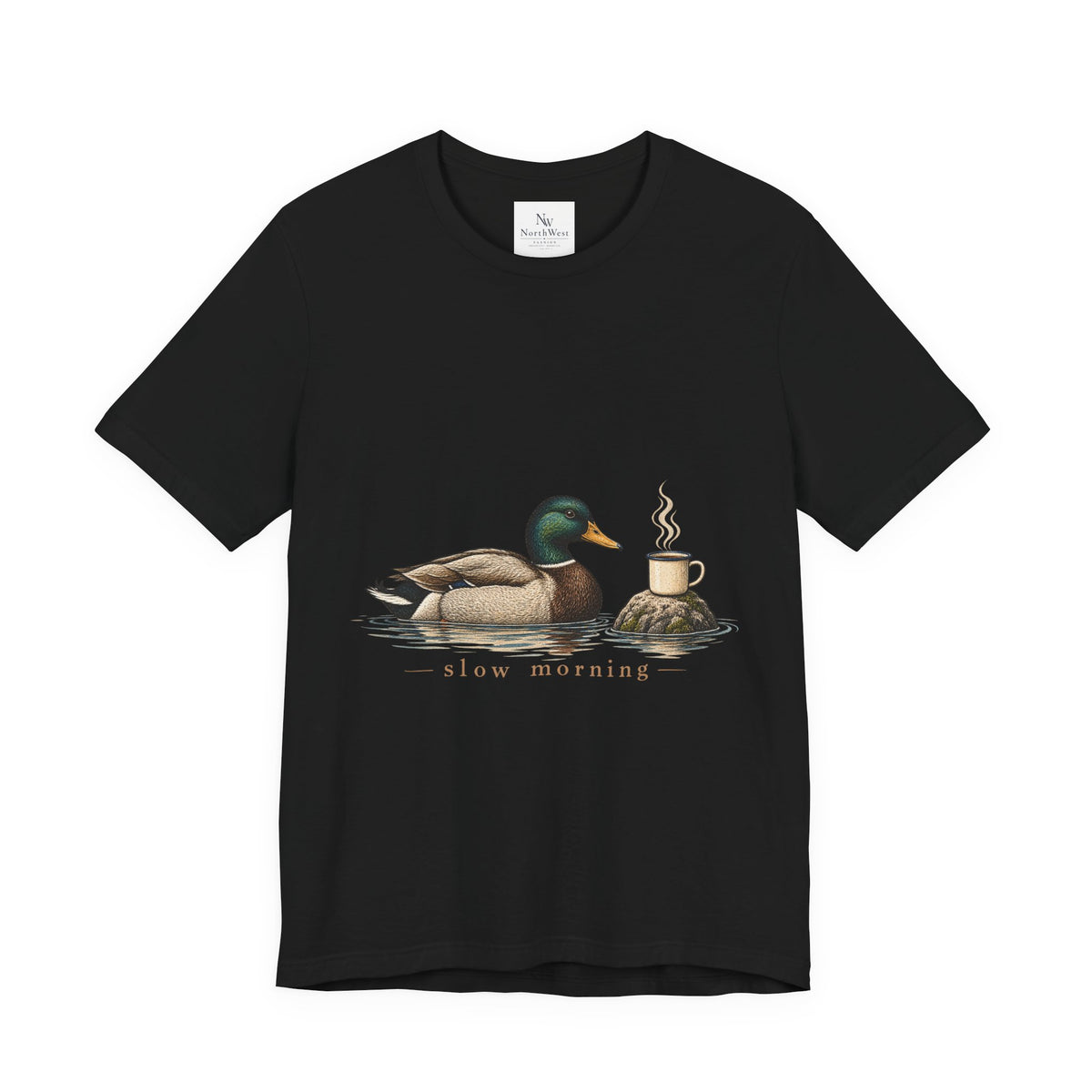Slow Mornings Duck Tee — Cozy Cabin Nature Graphic T-Shirt