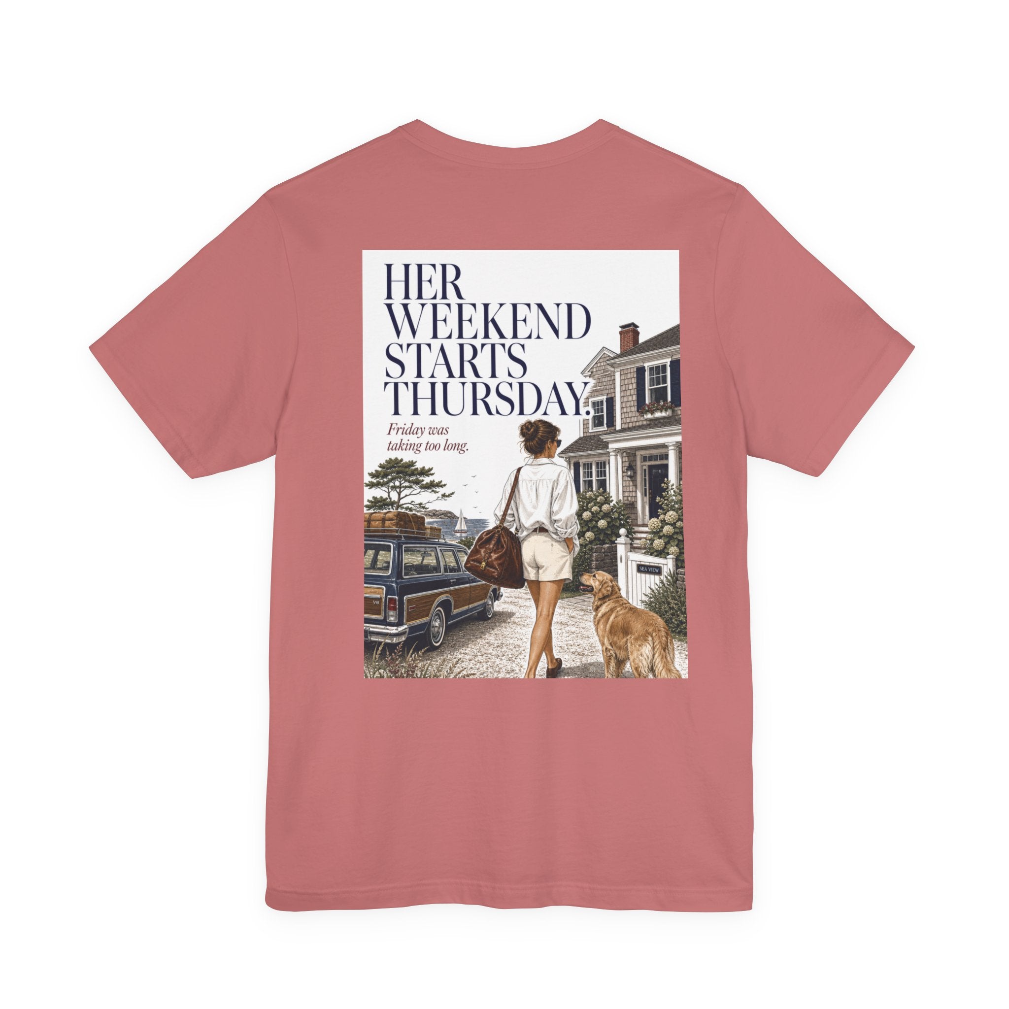 Her Weekend Starts Thursday Tee — 'Thursday, 4:17 PM' Coastal Vintage Graphic Shirt