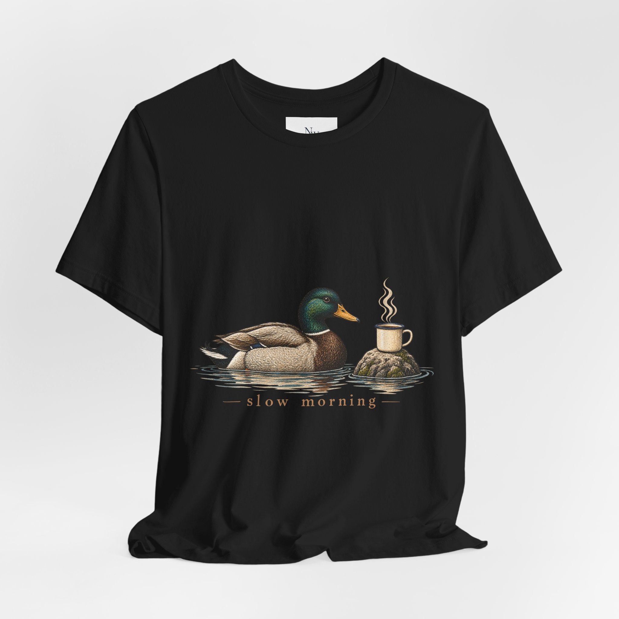 Slow Mornings Duck Tee — Cozy Cabin Nature Graphic T-Shirt