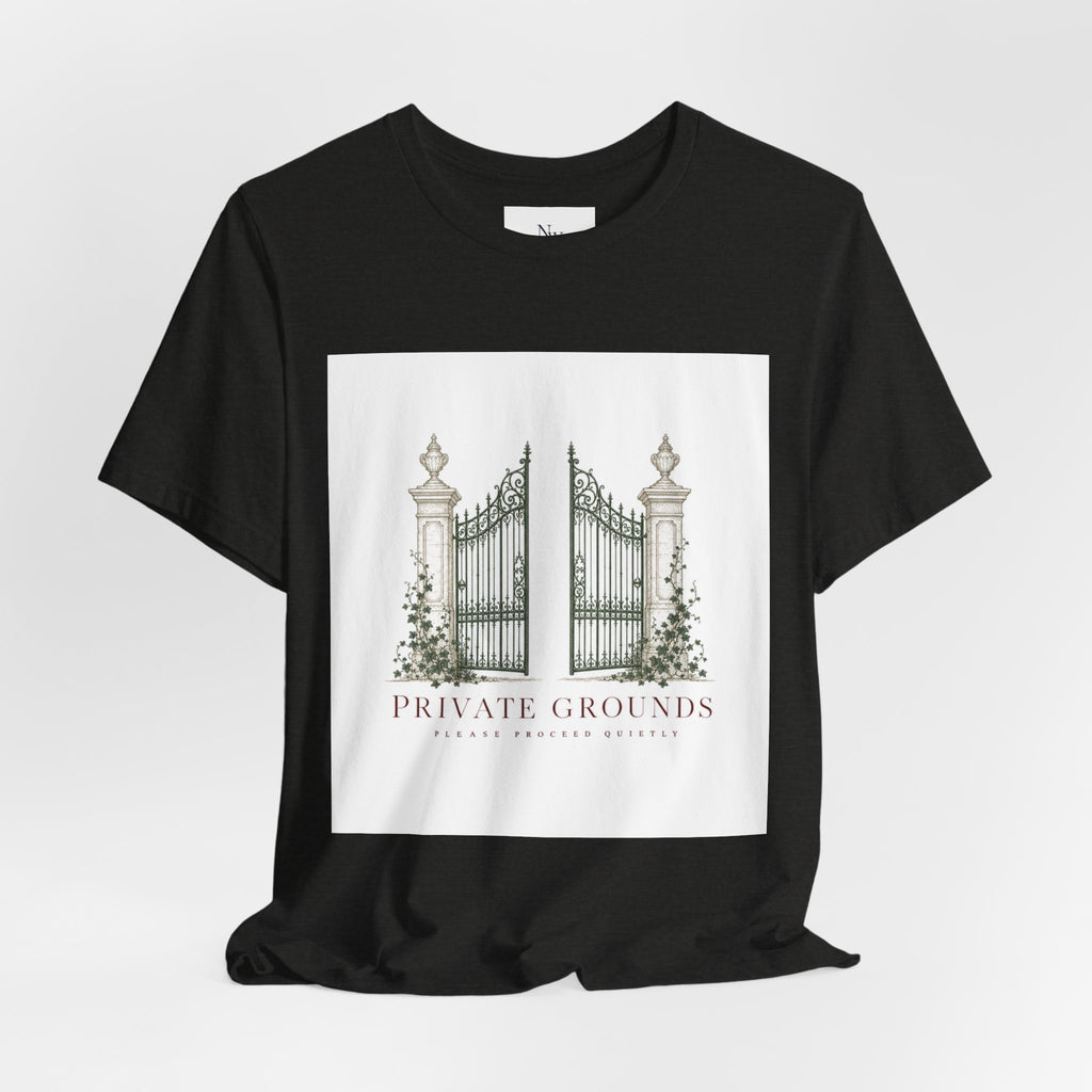 Private Grounds Tee — Vintage Garden Gate Graphic T‑Shirt