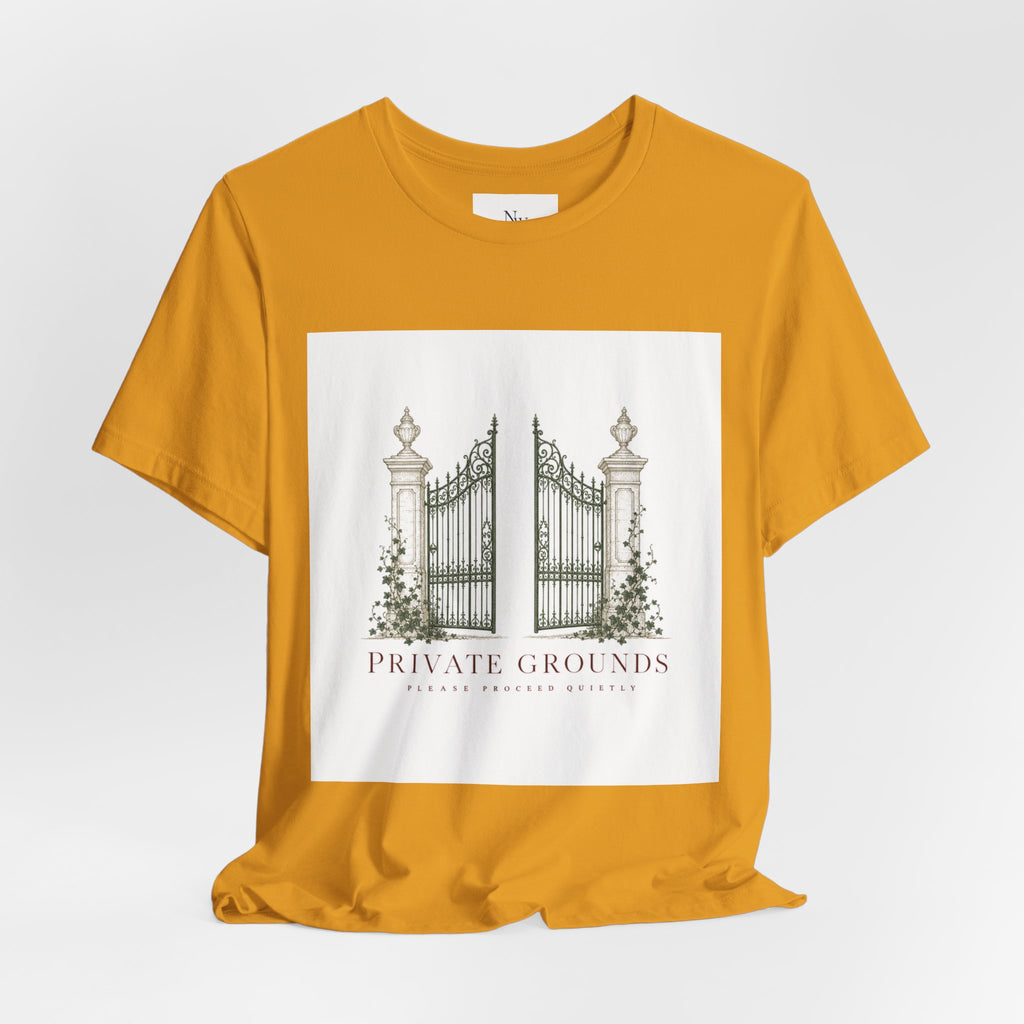 Private Grounds Tee — Vintage Garden Gate Graphic T‑Shirt