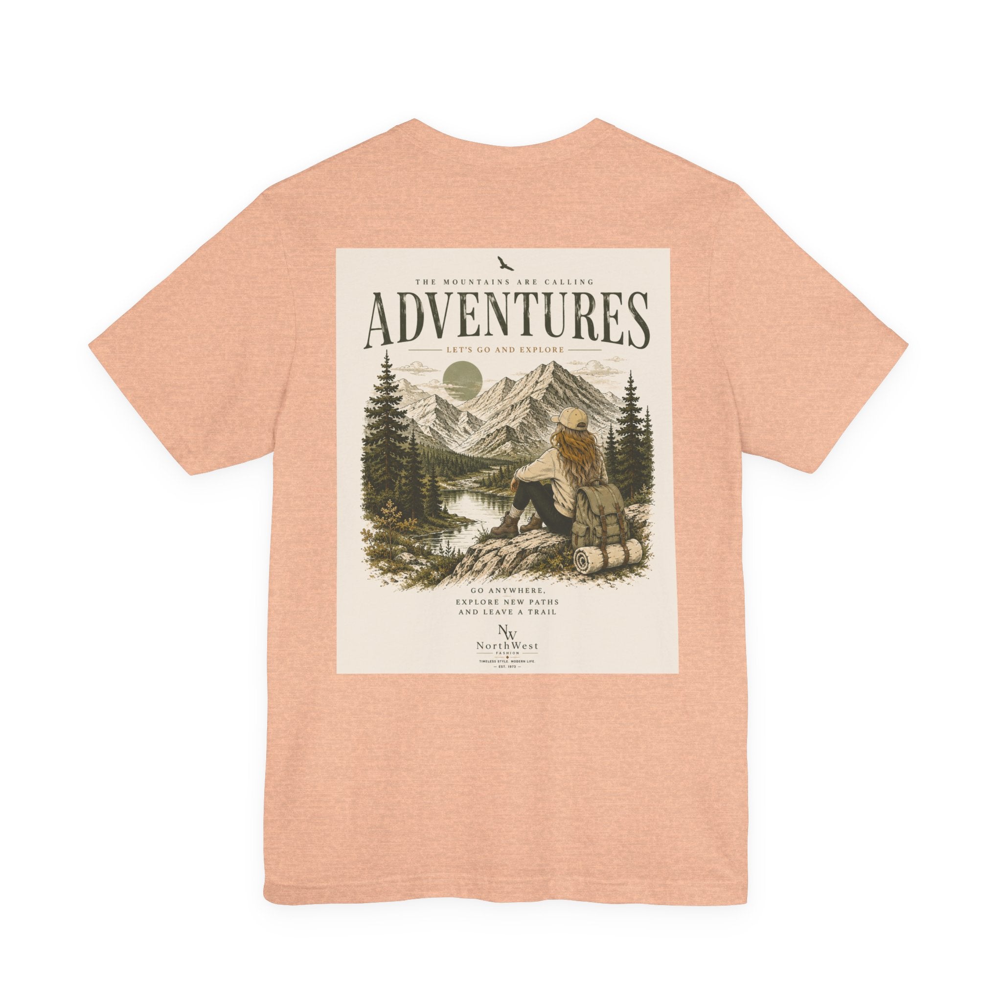 Adventures Hiking T-Shirt — "Let's Go and Explore" Vintage Outdoor Graphic Tee
