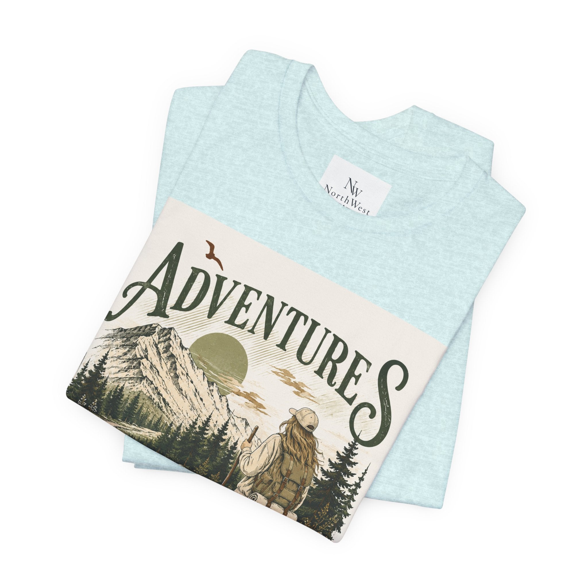 Adventures Hiking T-Shirt — "Let's Go and Explore" Vintage Outdoor Graphic Tee
