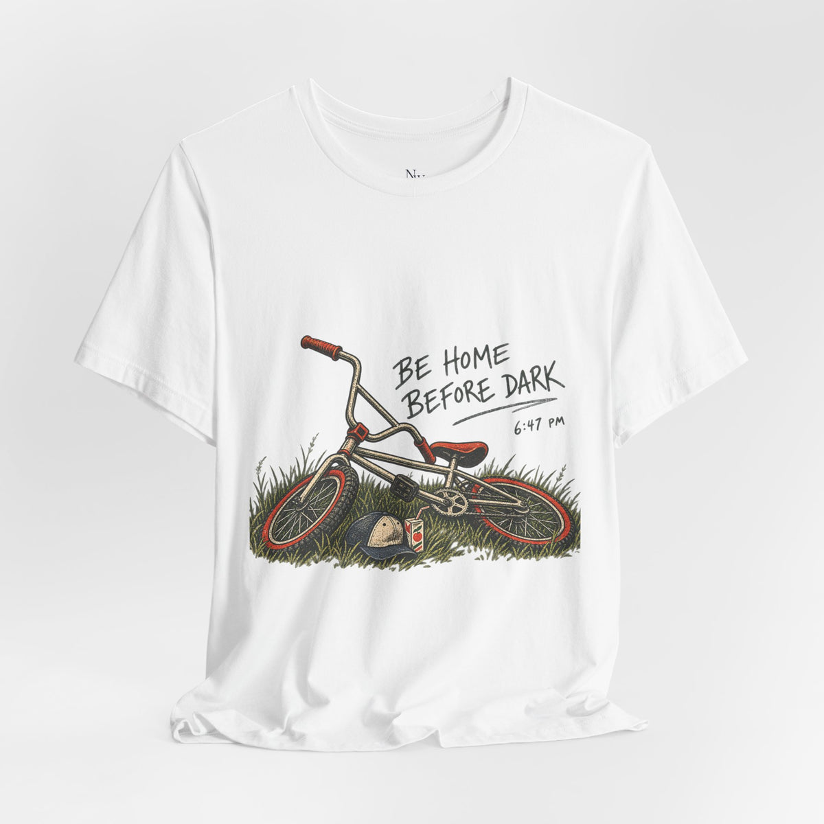 Be Home Before Dark T-Shirt — Vintage Kids Bike & Sunset Graphic Tee