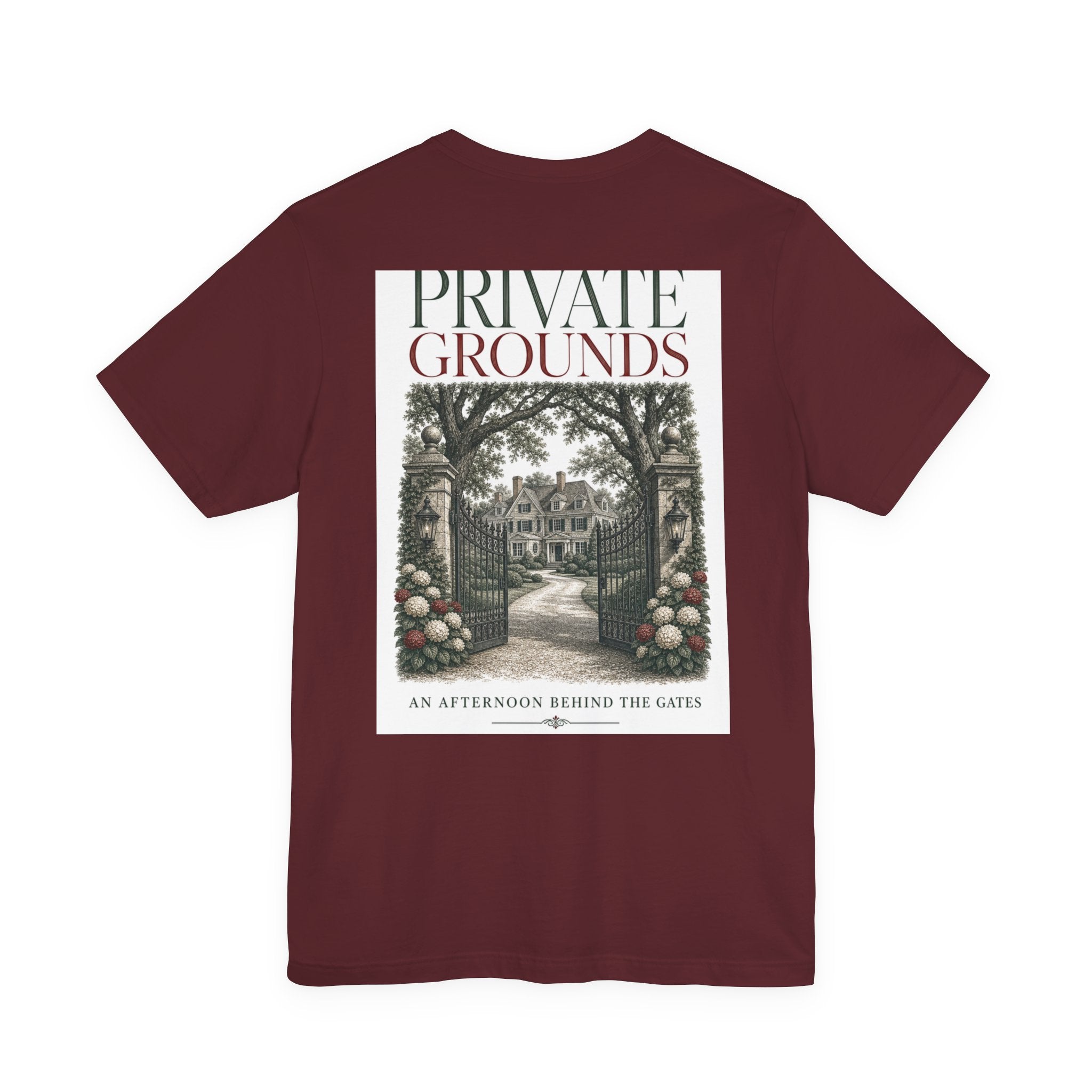 Private Grounds Tee — Vintage Garden Gate Graphic T‑Shirt