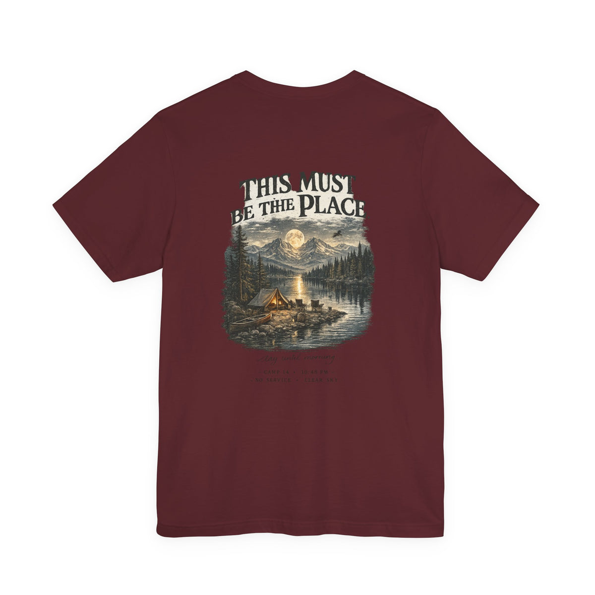Campfire Adventure T-Shirt — “This Must Be The Place” Scenic Camping Tee
