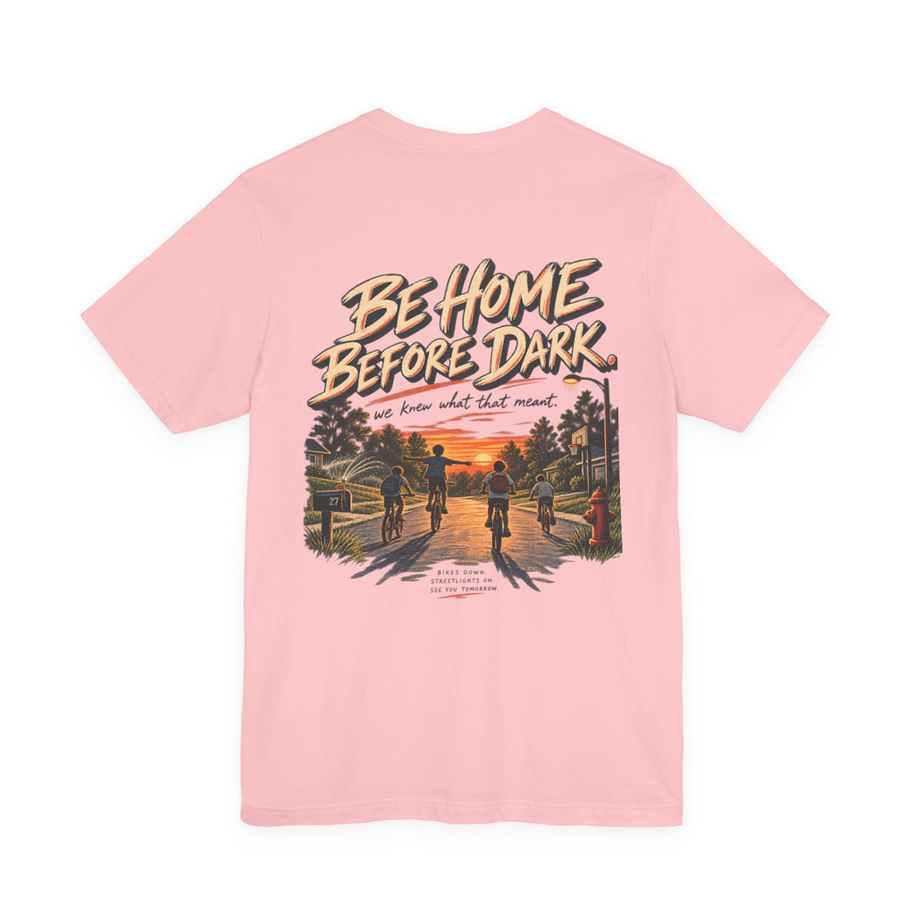 Be Home Before Dark T-Shirt — Vintage Kids Bike & Sunset Graphic Tee