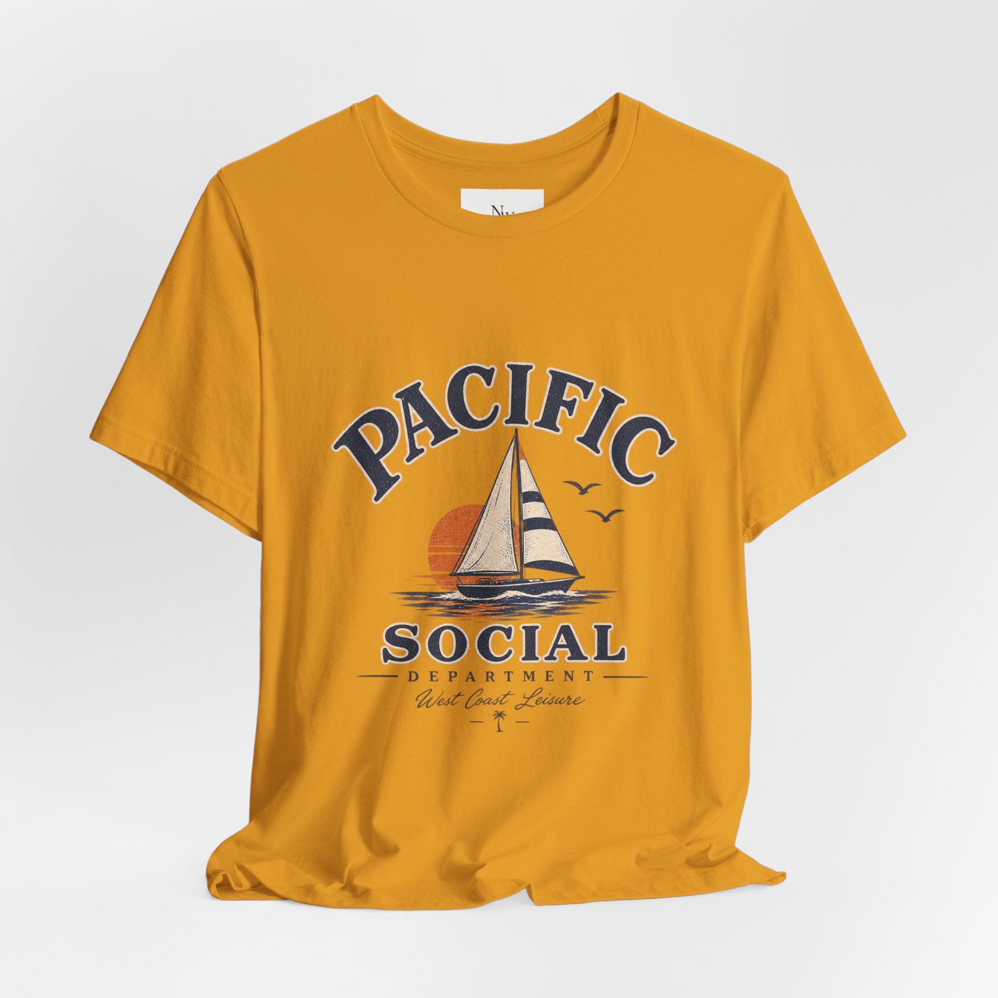 Pacific Social Sailboat Tee — Vintage Sunset Beach T-Shirt