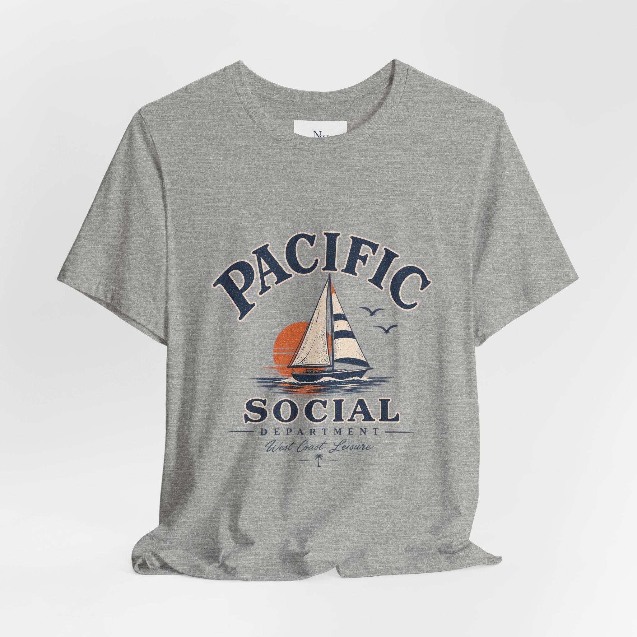 Pacific Social Sailboat Tee — Vintage Sunset Beach T-Shirt