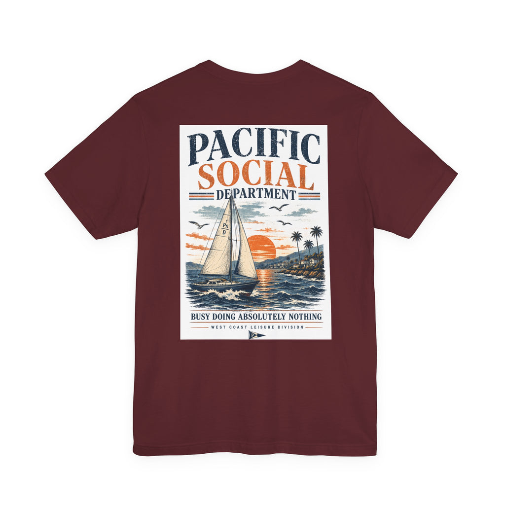 Pacific Social Sailboat Tee — Vintage Sunset Beach T-Shirt