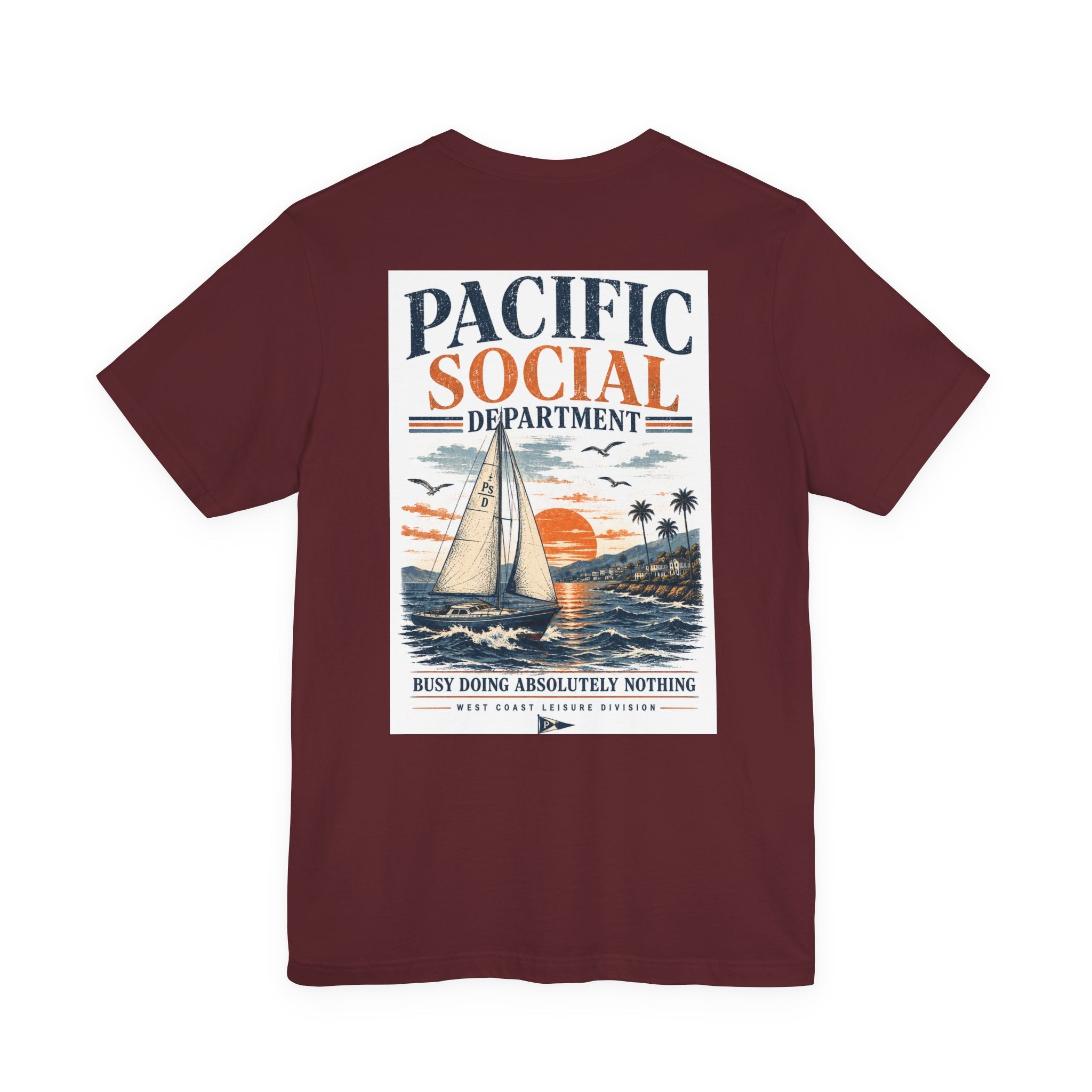 Pacific Social Sailboat Tee — Vintage Sunset Beach T-Shirt