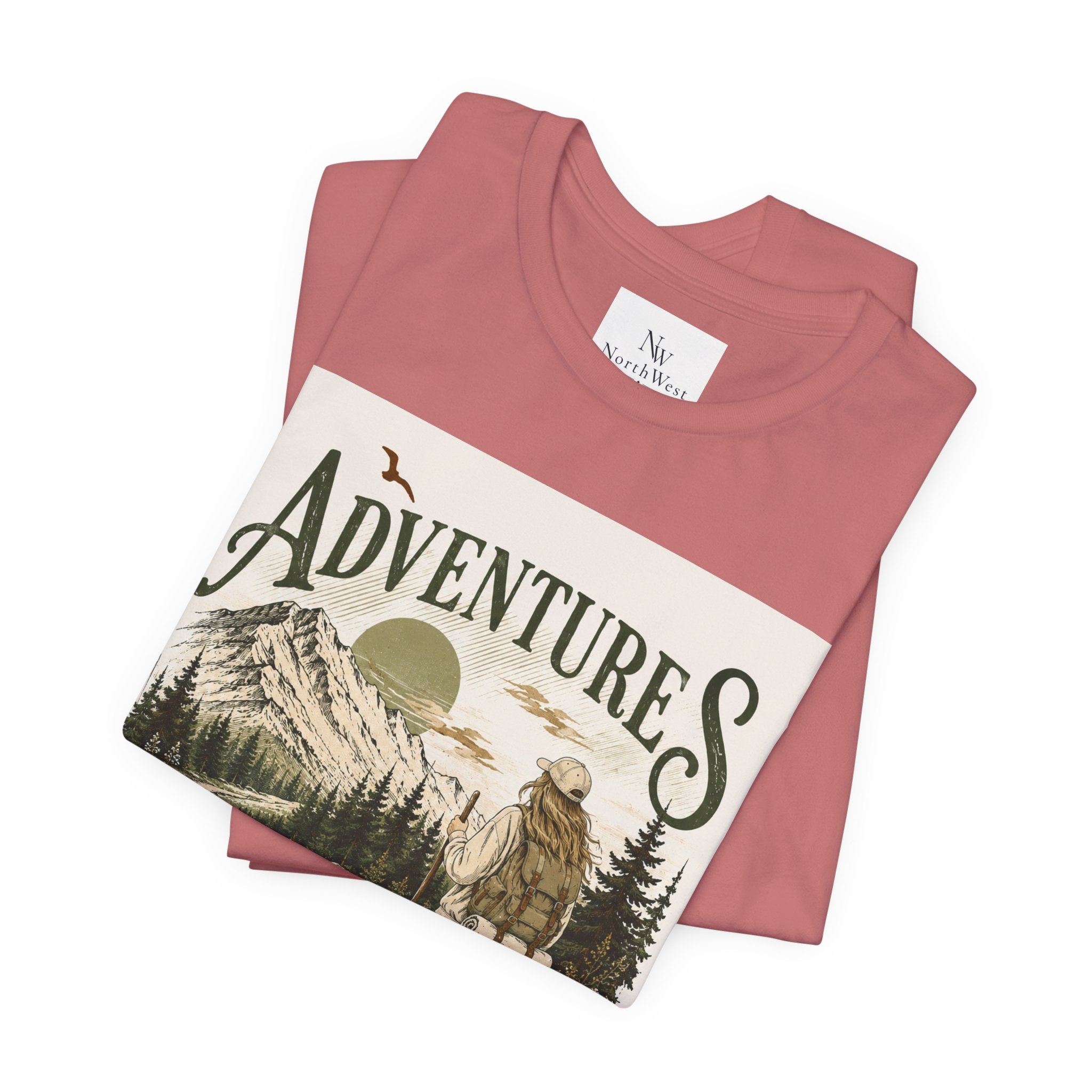 Adventures Hiking T-Shirt — "Let's Go and Explore" Vintage Outdoor Graphic Tee