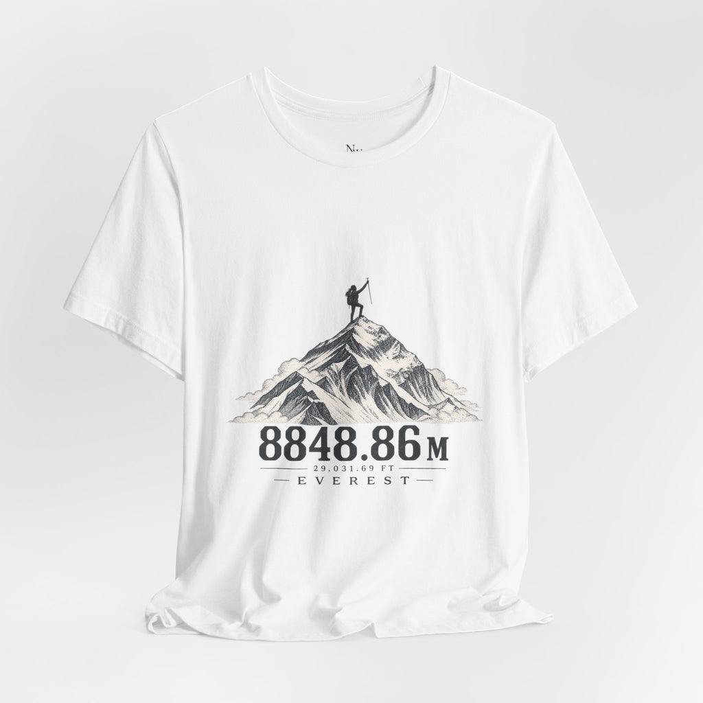 Everest Climber Tee — "She Made It" Mountain Summit Shirt (8848.86m)