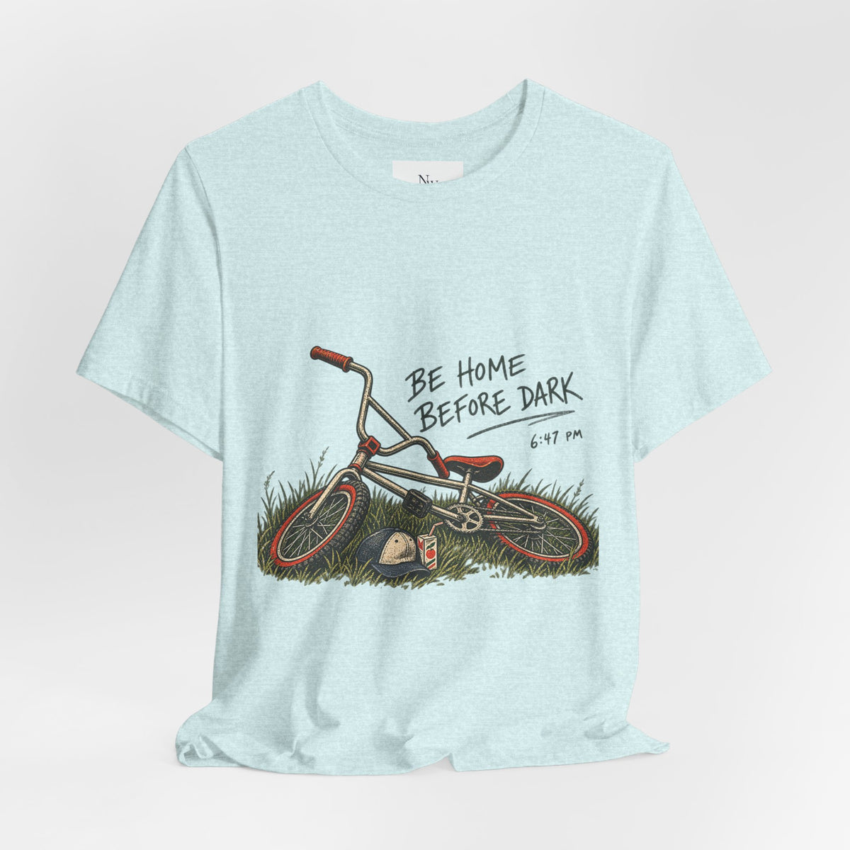 Be Home Before Dark T-Shirt — Vintage Kids Bike & Sunset Graphic Tee