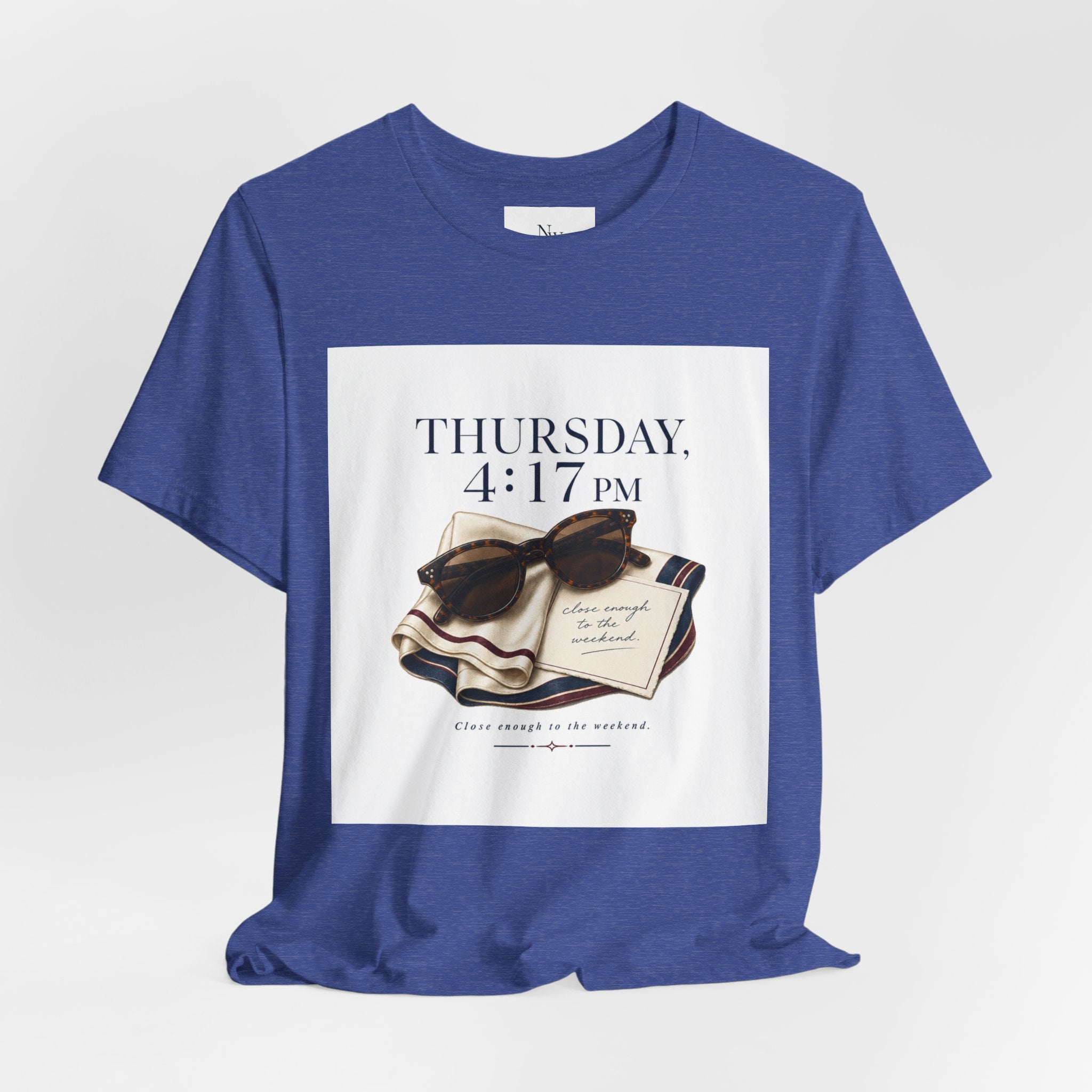 Her Weekend Starts Thursday Tee — 'Thursday, 4:17 PM' Coastal Vintage Graphic Shirt