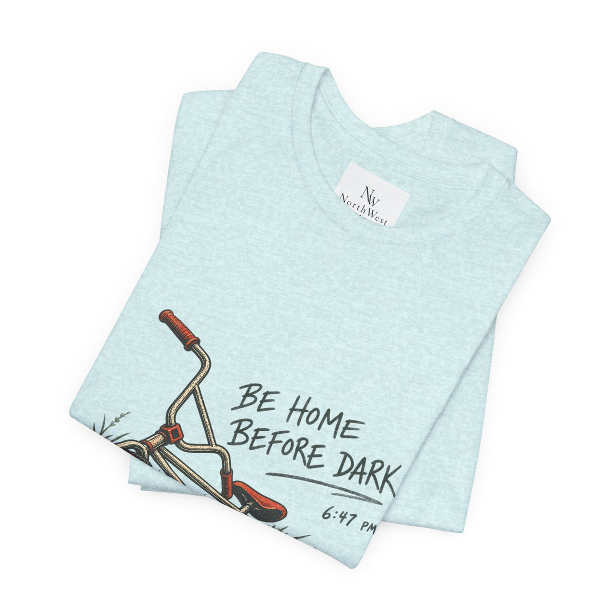 Be Home Before Dark T-Shirt — Vintage Kids Bike & Sunset Graphic Tee