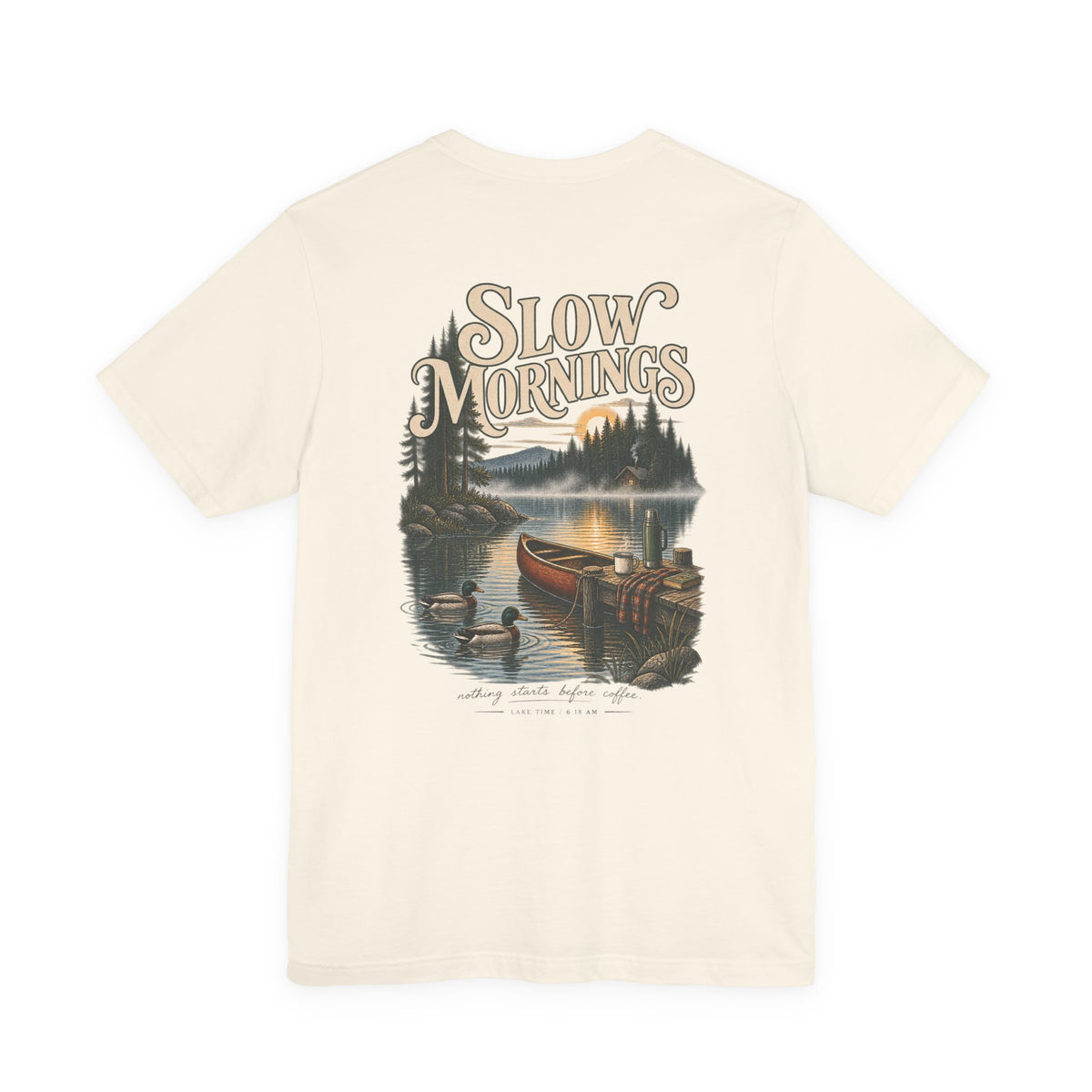 Slow Mornings Duck Tee — Cozy Cabin Nature Graphic T-Shirt