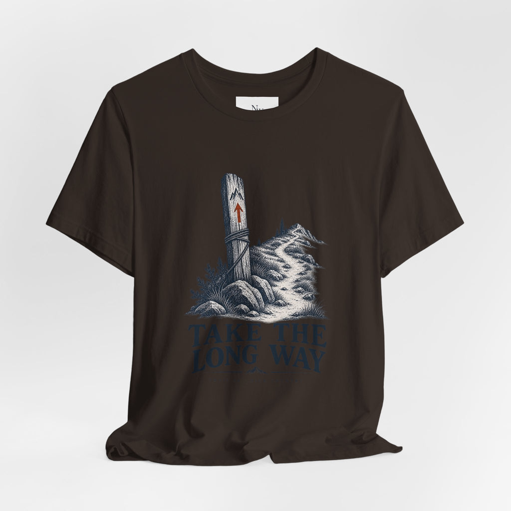 Take The Long Way T‑Shirt — Scenic Hiking Adventure Tee ("Take the Long Way" / "The Long Way Home")