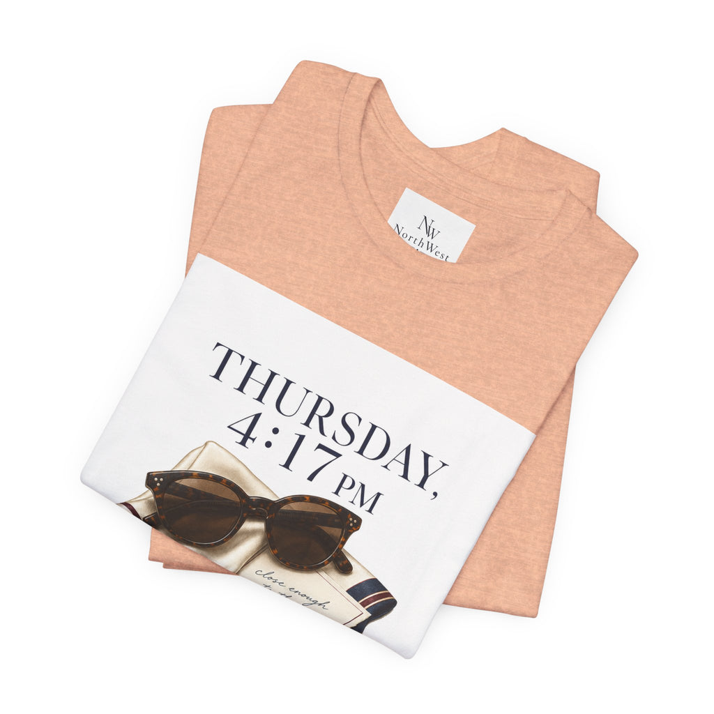 Her Weekend Starts Thursday Tee — 'Thursday, 4:17 PM' Coastal Vintage Graphic Shirt