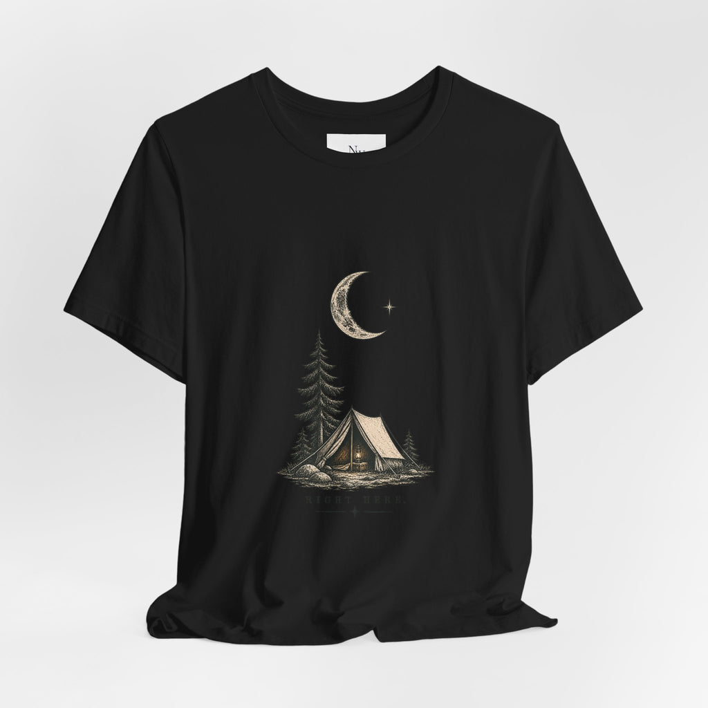 Campfire Adventure T-Shirt — “This Must Be The Place” Scenic Camping Tee